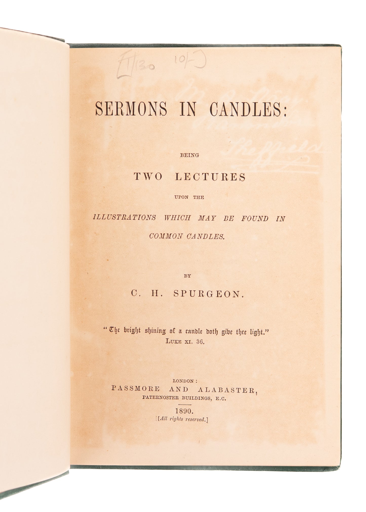 1890 C. H. SPURGEON. Sermons in Candles. A Fine First Edition, Illustrated Example.