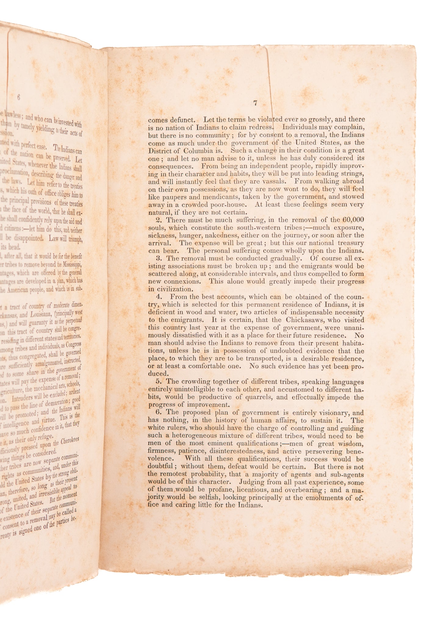 1829 INDIAN REMOVAL ACT. Rare Defense of Native American Rights against Federal Hostilities.