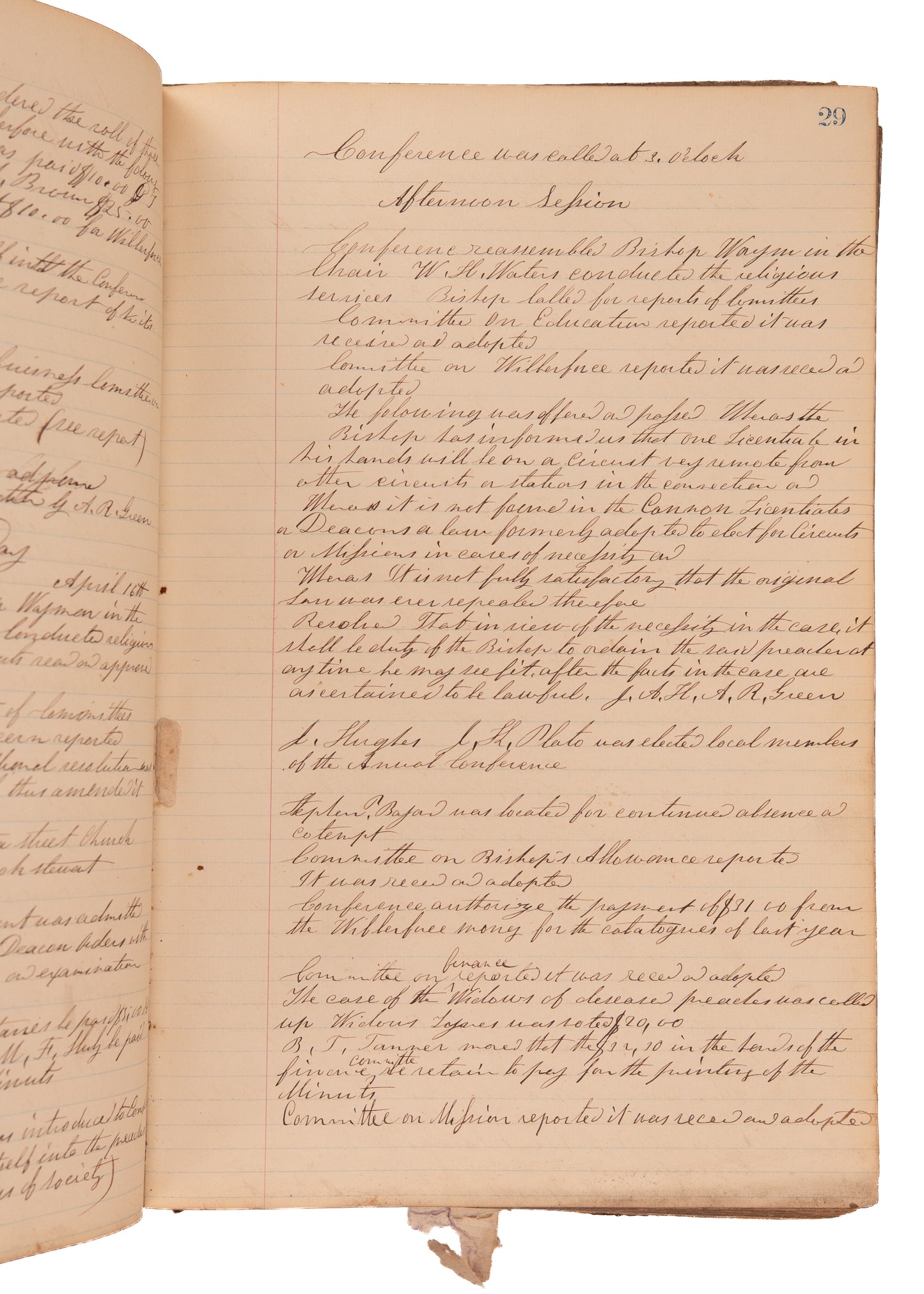 1868-1873 AFRICAN METHODIST EPISCOPAL CHURCH. 300pp Unpublished MSs of Minutes Following Civil War.