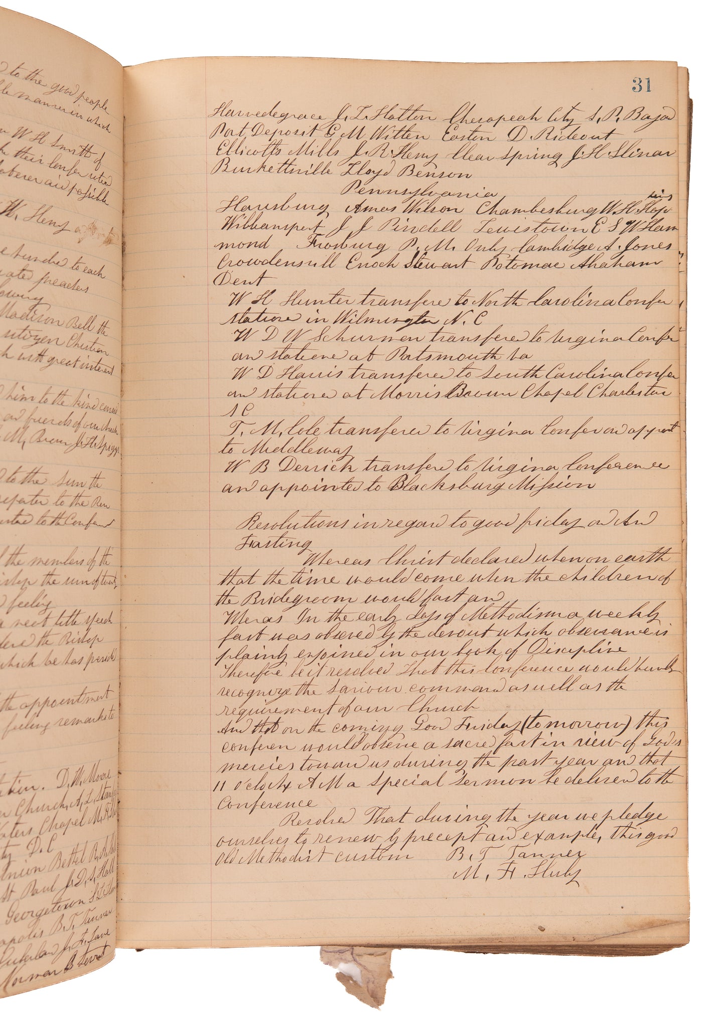 1868-1873 AFRICAN METHODIST EPISCOPAL CHURCH. 300pp Unpublished MSs of Minutes Following Civil War.