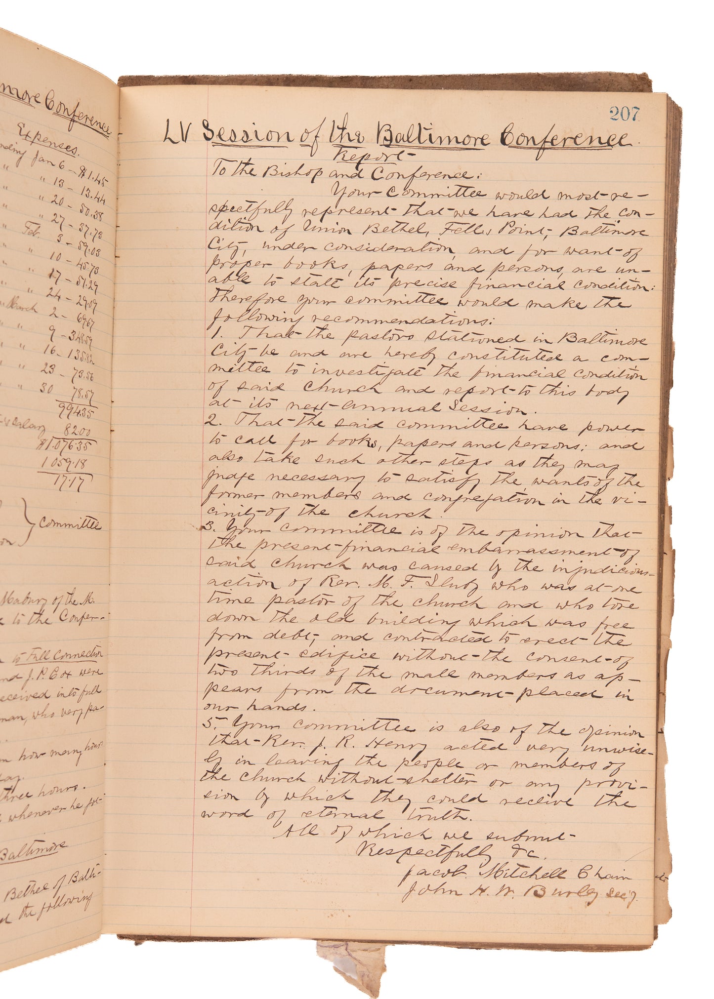 1868-1873 AFRICAN METHODIST EPISCOPAL CHURCH. 300pp Unpublished MSs of Minutes Following Civil War.