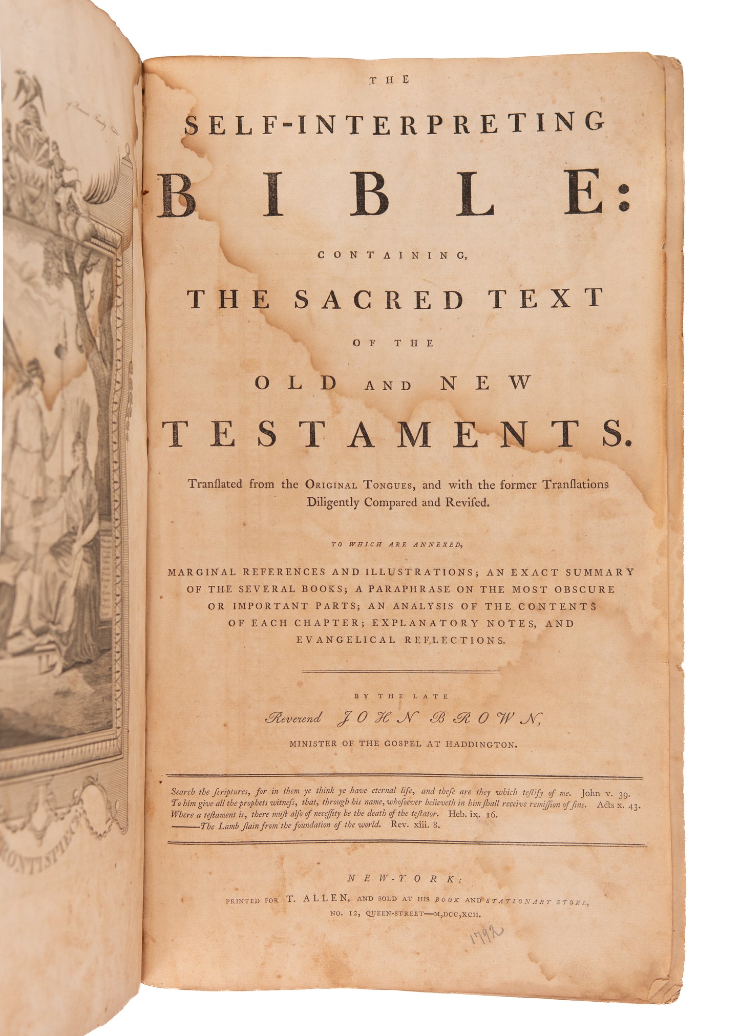 1792 THE GEORGE WASHINGTON BIBLE - Washington Commissioned First Bible Printed in New York.