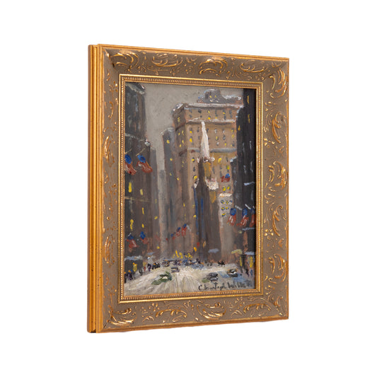 2020 NEW YORK CITY IN THE SNOW. Charming Homage to Guy Carleton Wiggins by Impressionist, Christopher Willett