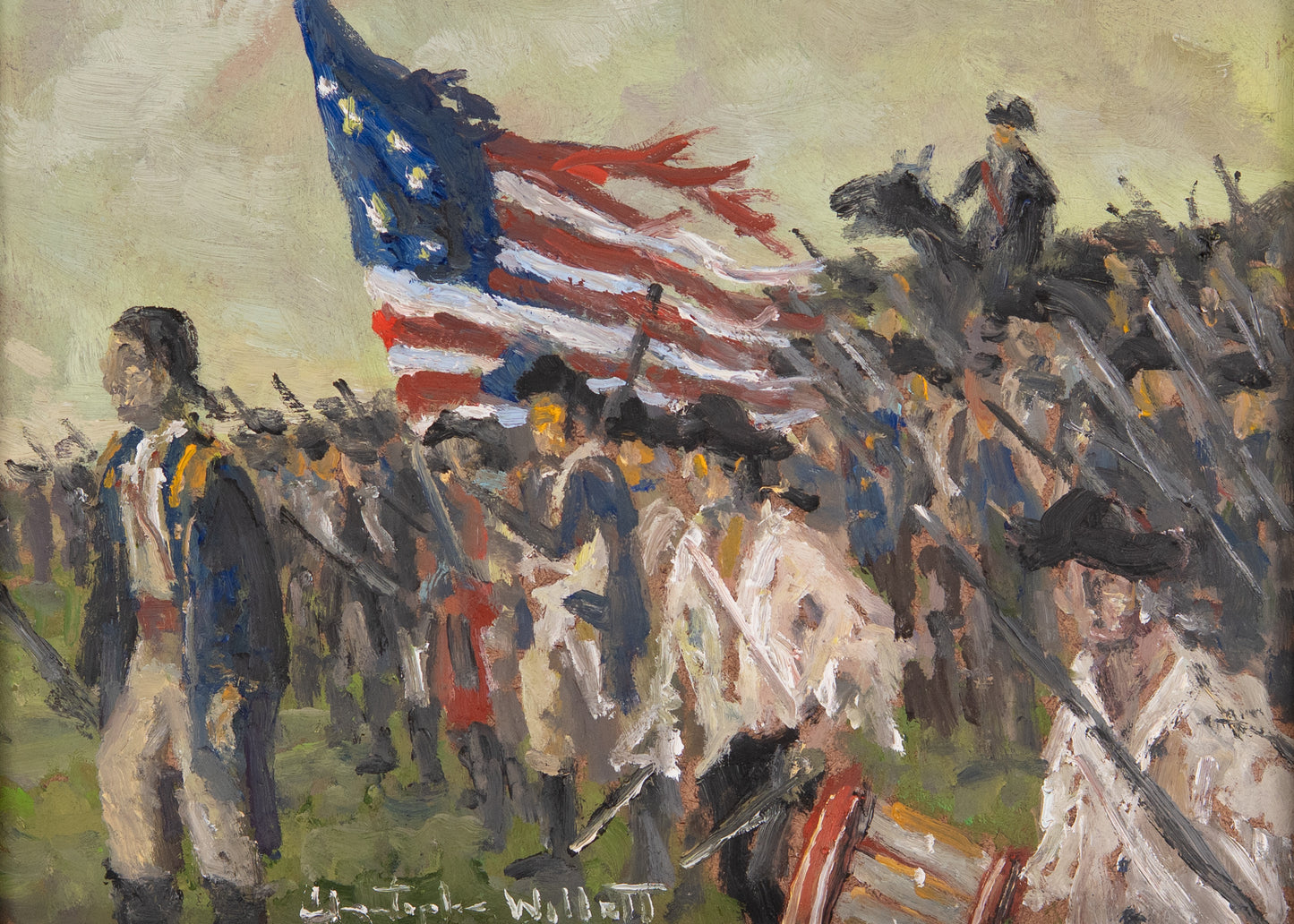 1777 GEORGE WASHINGTON. The Battle of Brandywine by Impressionist, Christopher Willett.