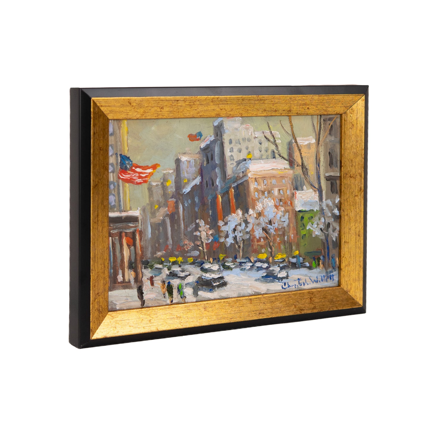 2020 UPTOWN NEW YORK CITY IN SNOW. Charming Homage to Guy Carleton Wiggins by Impressionist, Christopher Willett