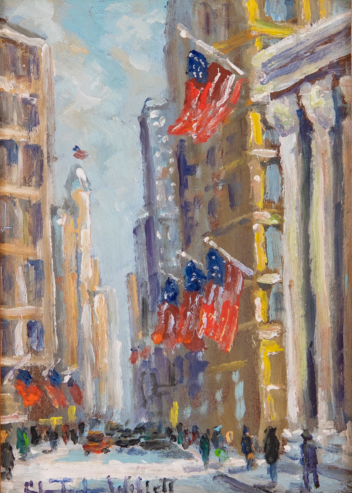 2020 PARK AVE NEW YORK CITY IN SNOW. Charming Homage to Guy Carleton Wiggins by Impressionist, Christopher Willett