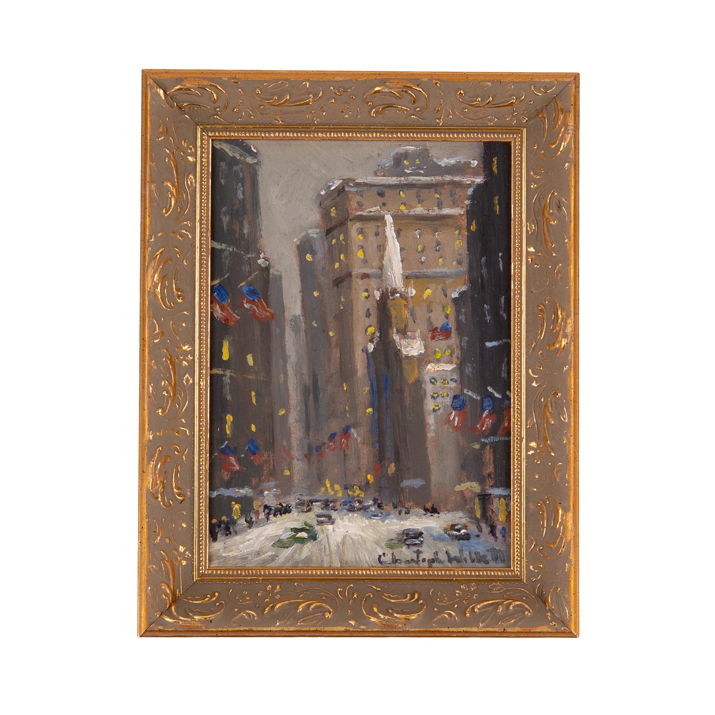 2020 NEW YORK CITY IN THE SNOW. Charming Homage to Guy Carleton Wiggins by Impressionist, Christopher Willett