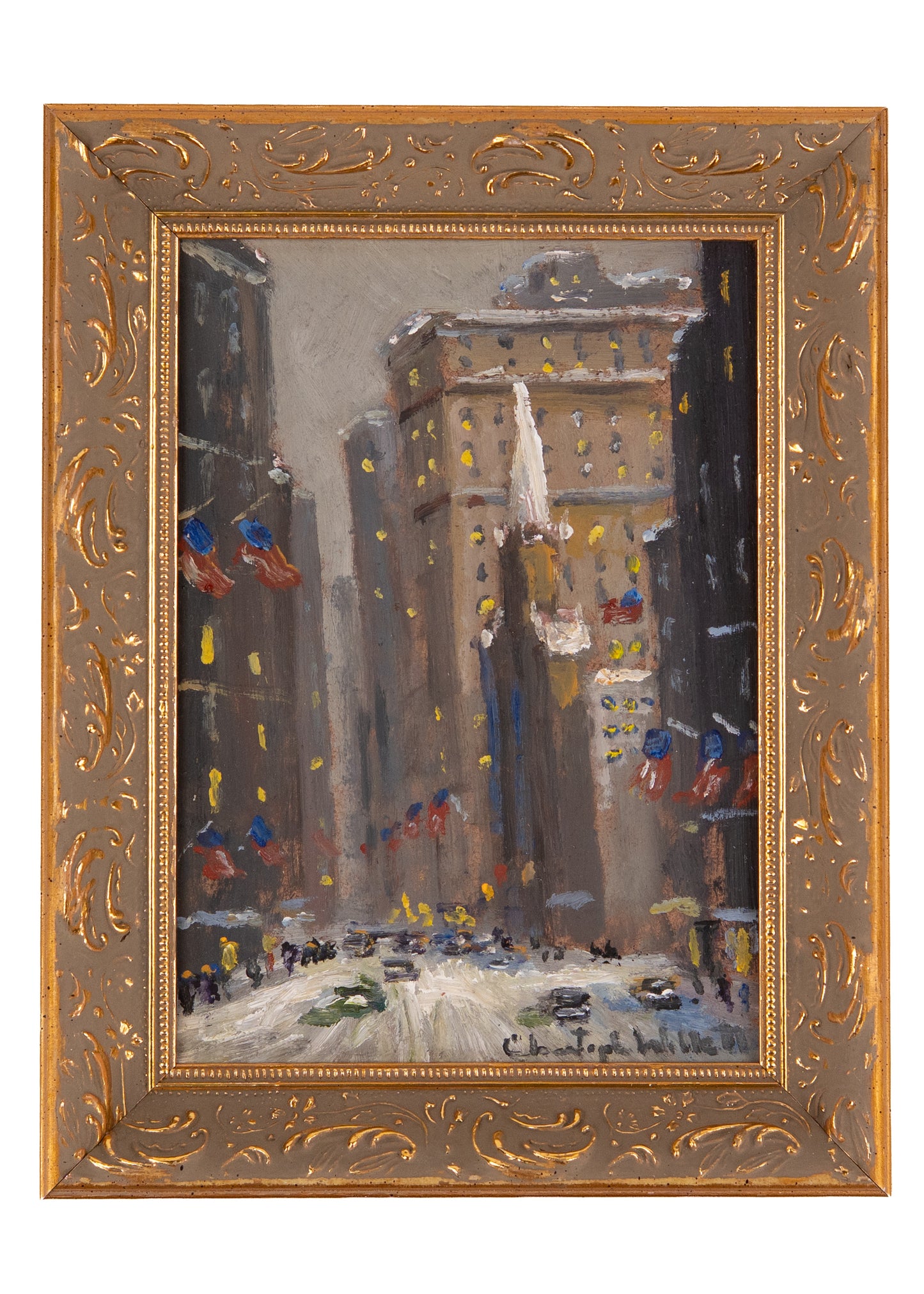2020 NEW YORK CITY IN THE SNOW. Charming Homage to Guy Carleton Wiggins by Impressionist, Christopher Willett