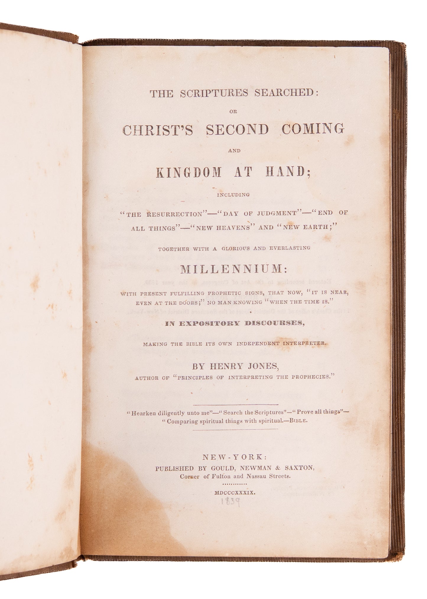 1839 ADVENTIST. Early Adventist Urges William Miller Against Setting Date for Christ's Return.