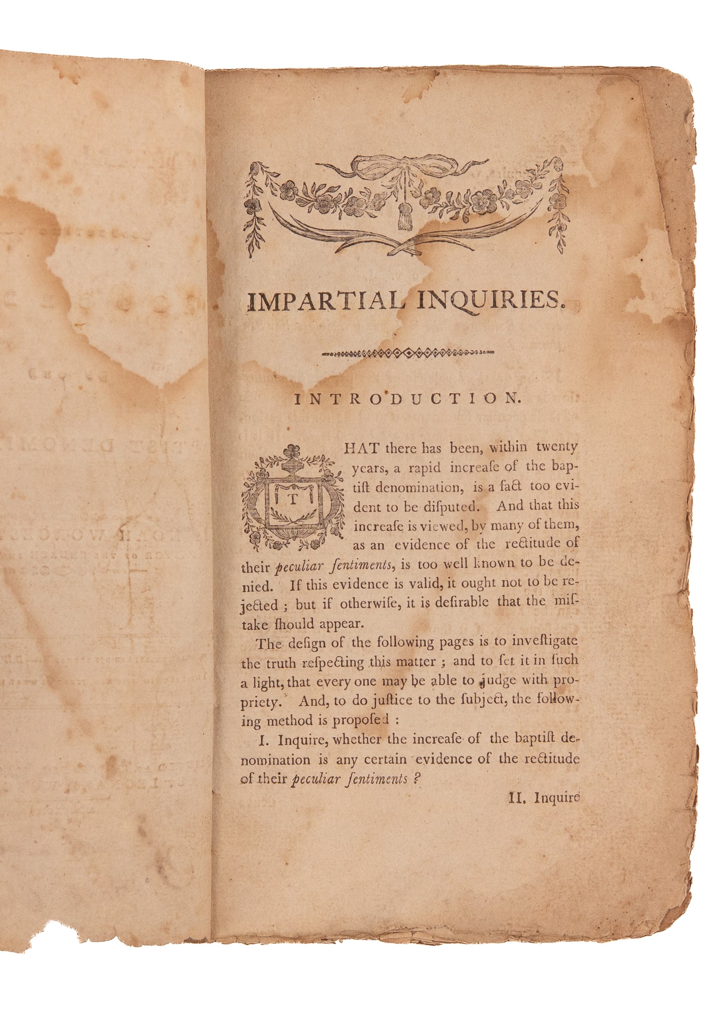 1794 NOAH WORCESTER. Important Early History of the Baptists & Baptist Revival in America.