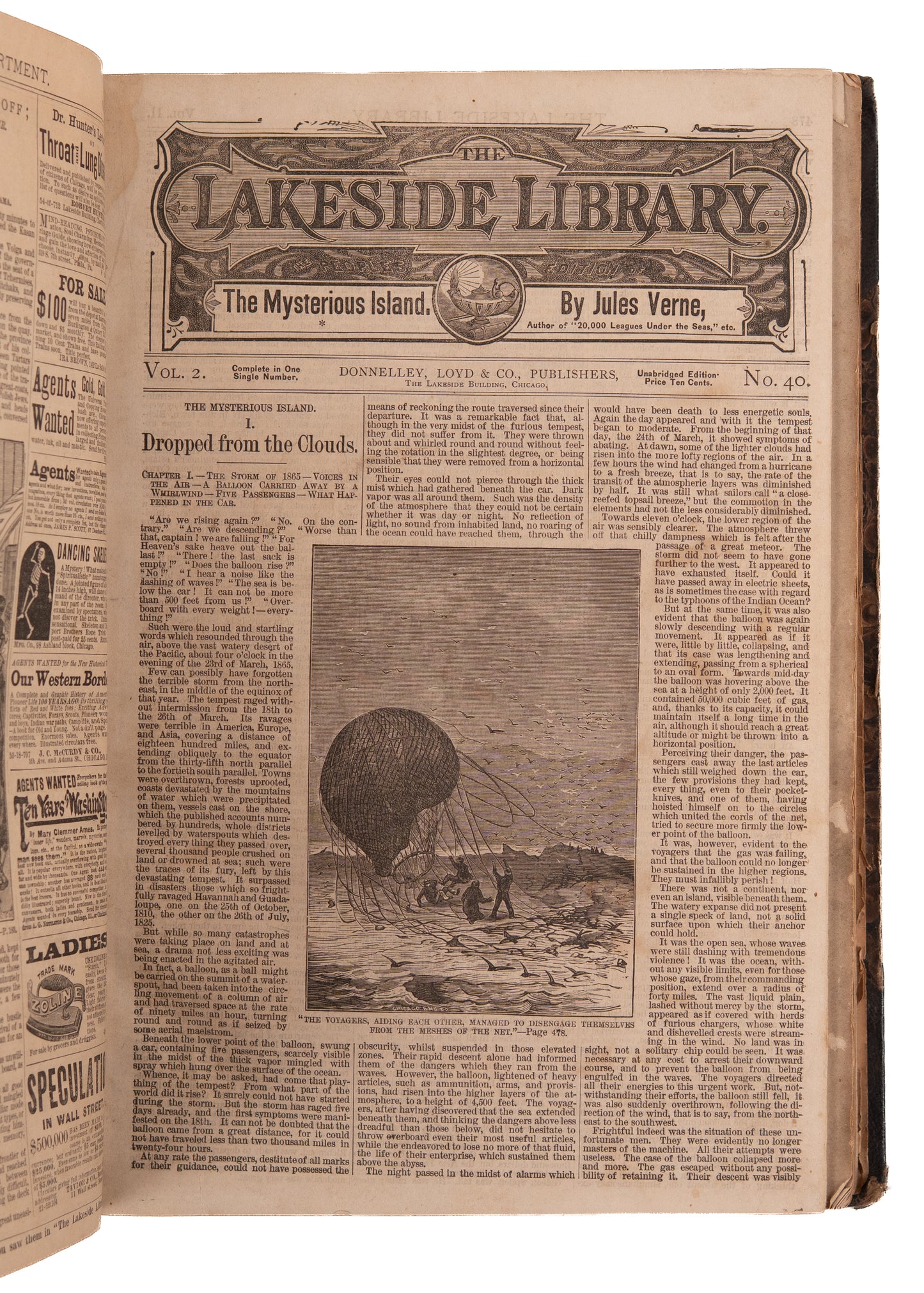 1870's JULES VERNE. From Earth to the Moon! The Mysterious Island, etc. Rare Verne Dime Novel Editions.
