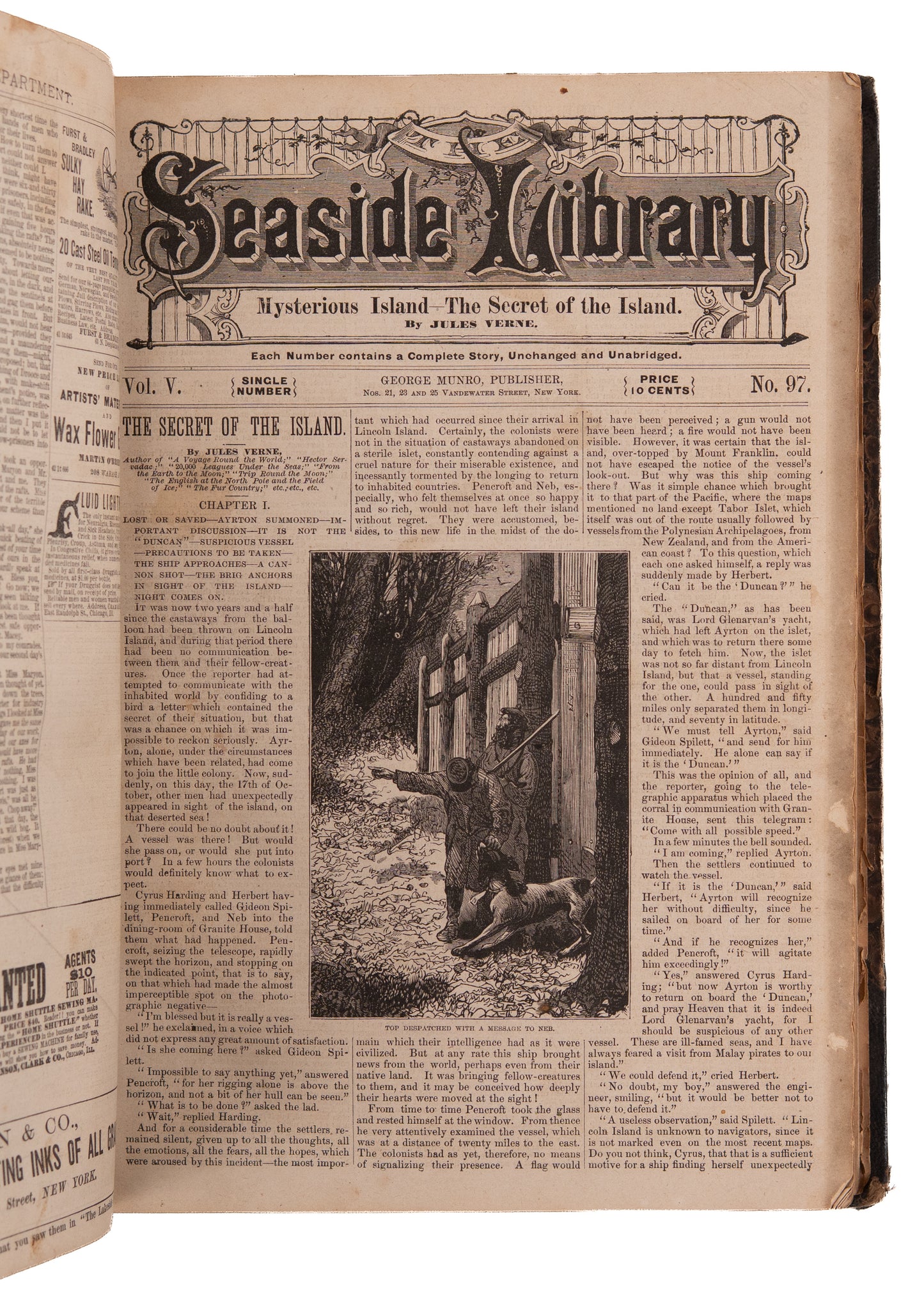 1870's JULES VERNE. From Earth to the Moon! The Mysterious Island, etc. Rare Verne Dime Novel Editions.