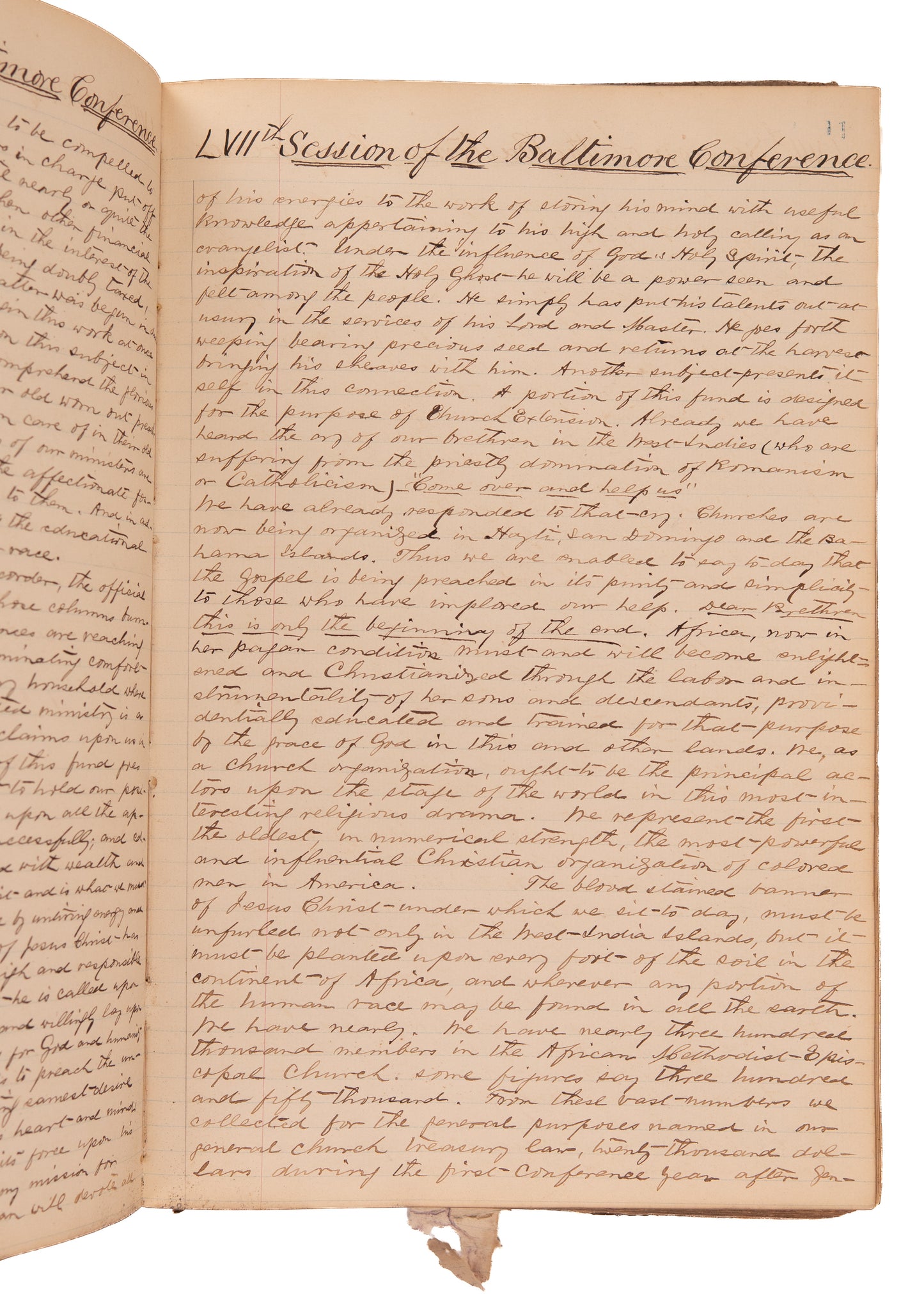 1868-1873 AFRICAN METHODIST EPISCOPAL CHURCH. 300pp Unpublished MSs of Minutes Following Civil War.