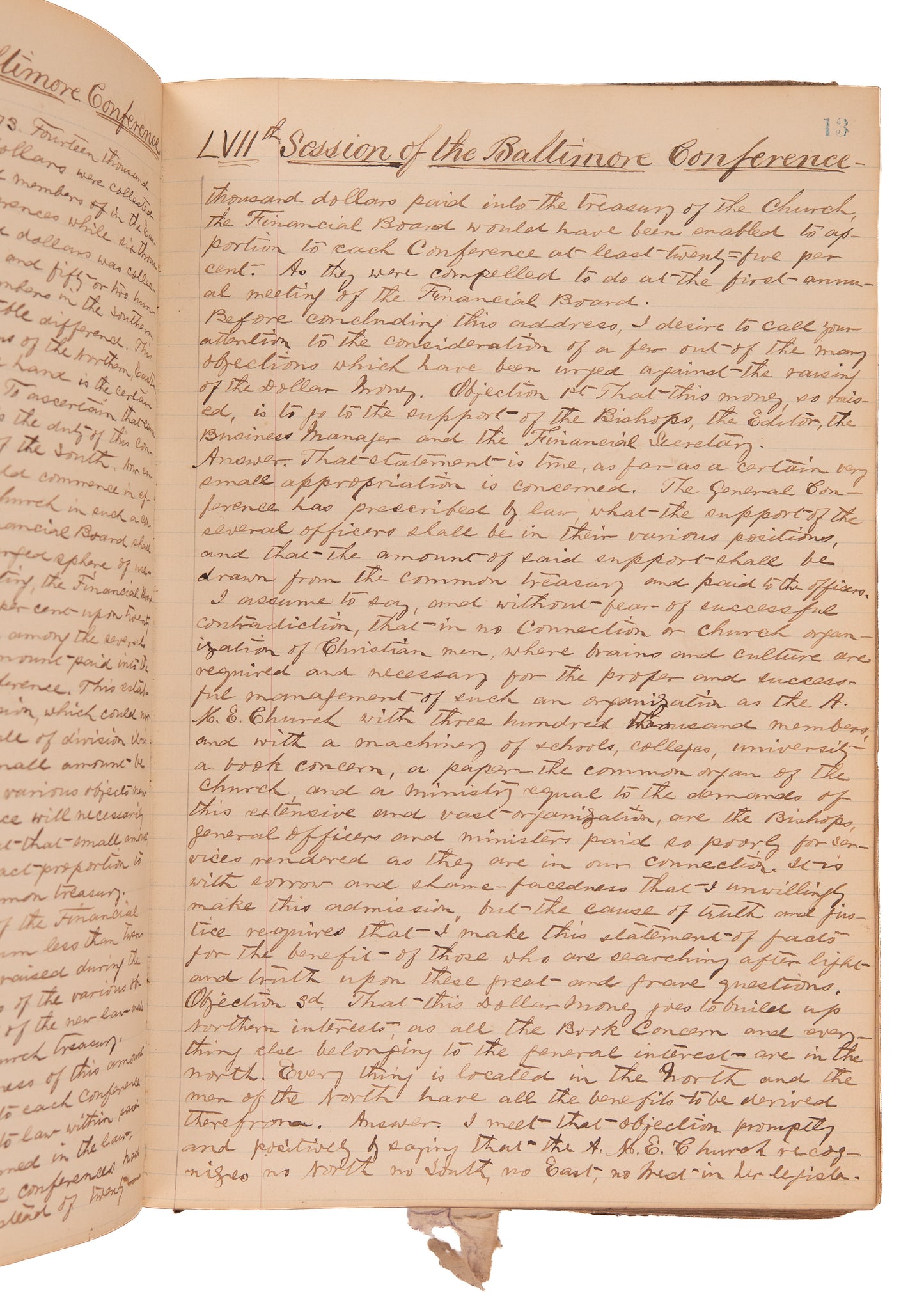 1868-1873 AFRICAN METHODIST EPISCOPAL CHURCH. 300pp Unpublished MSs of Minutes Following Civil War.