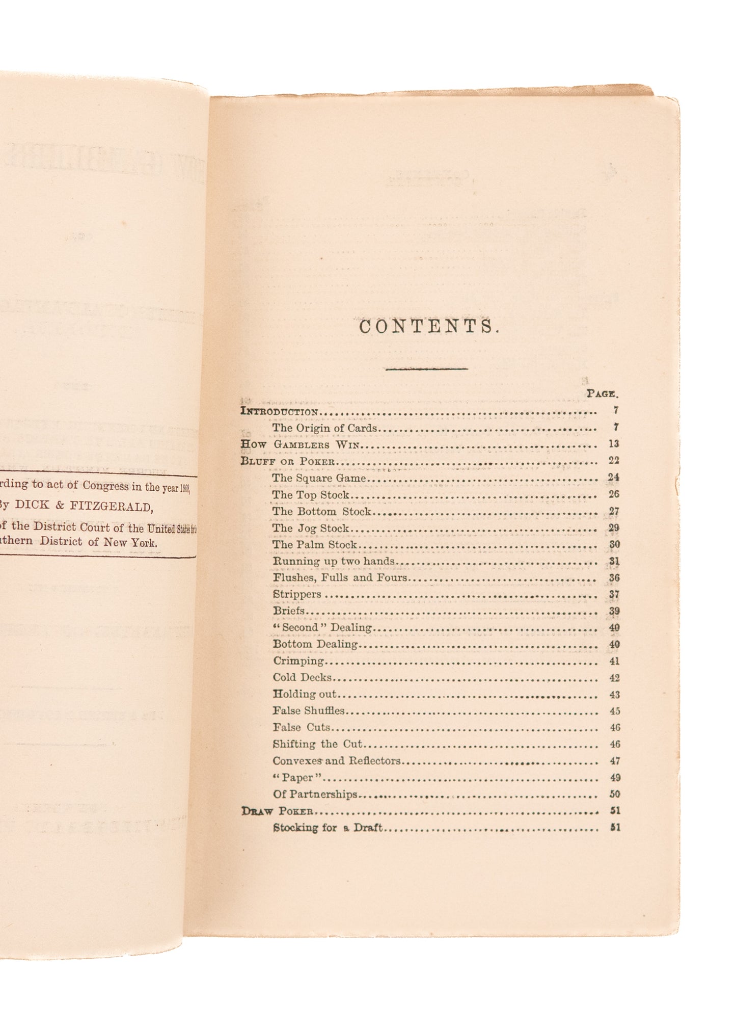 1868 GERRITT EVANS. How Gamblers Win. One of the Earliest Books on "Advantage" Gambling.