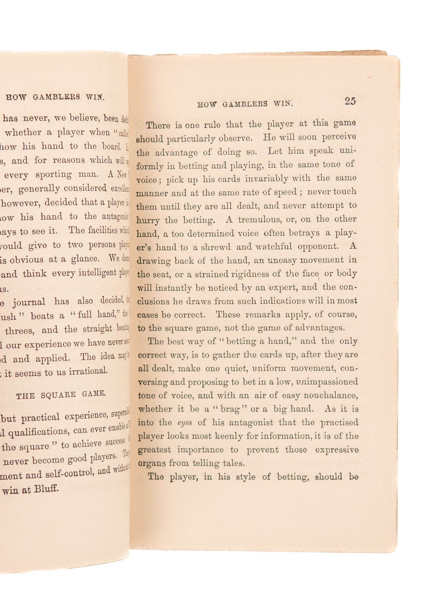 1868 GERRITT EVANS. How Gamblers Win. One of the Earliest Books on "Advantage" Gambling.