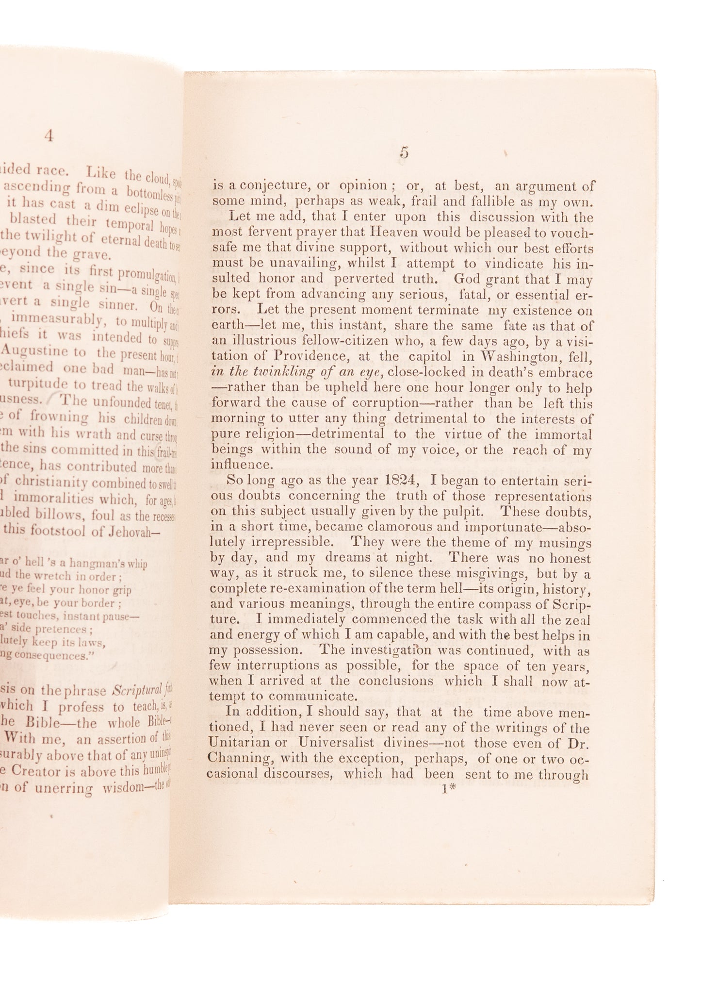 1848 THEODORE CLAPP. A Discourse on Hell. Rare New Orleans Presbyterian Goes "Conditional Immortality"