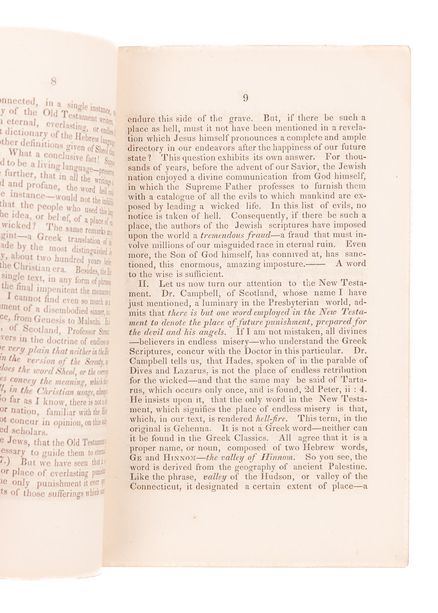 1848 THEODORE CLAPP. A Discourse on Hell. Rare New Orleans Presbyterian Goes "Conditional Immortality"