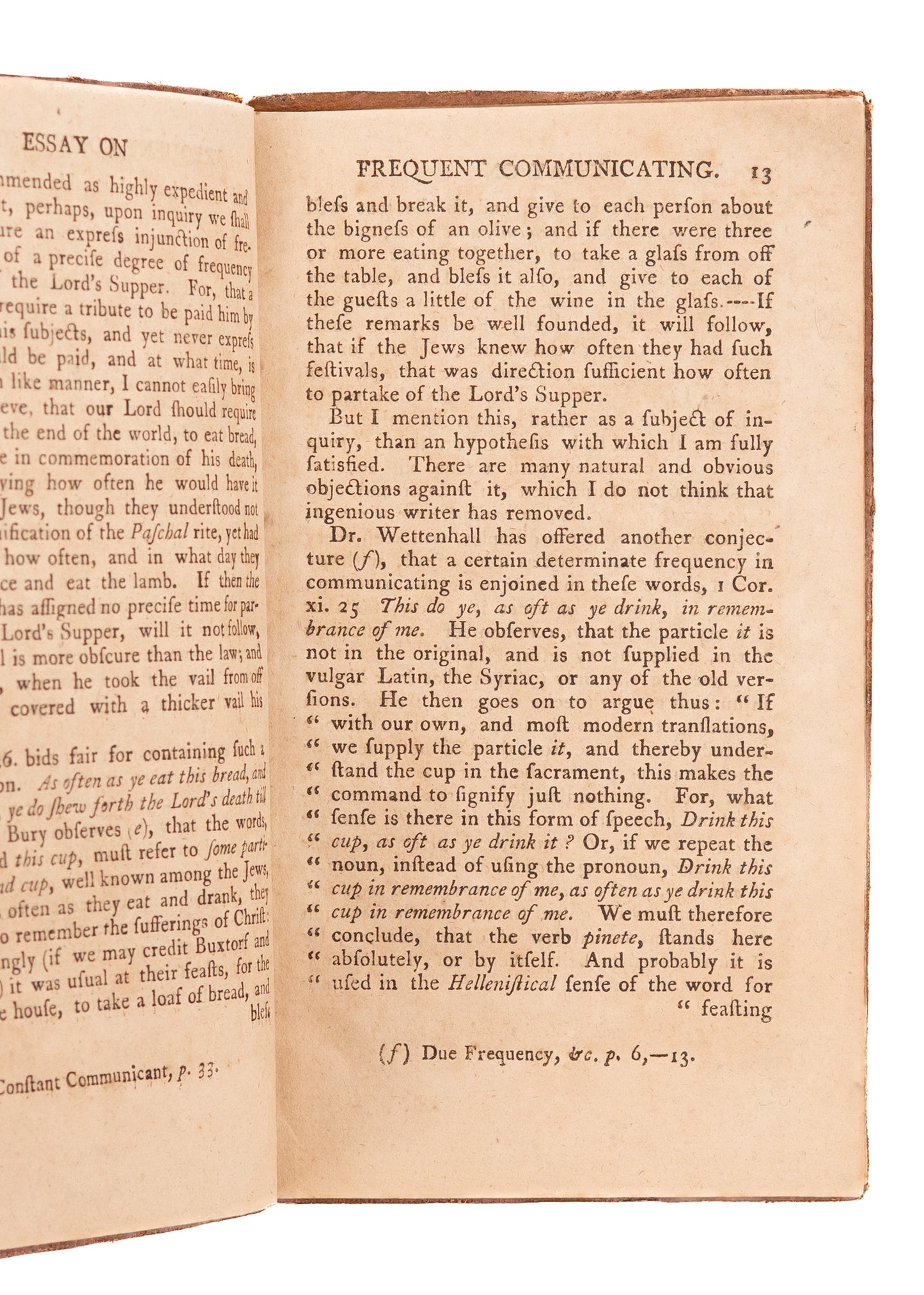 1783 JOHN ERSKINE. Scottish Presbyterian on Frequent Dispensing of the Lord's Supper.