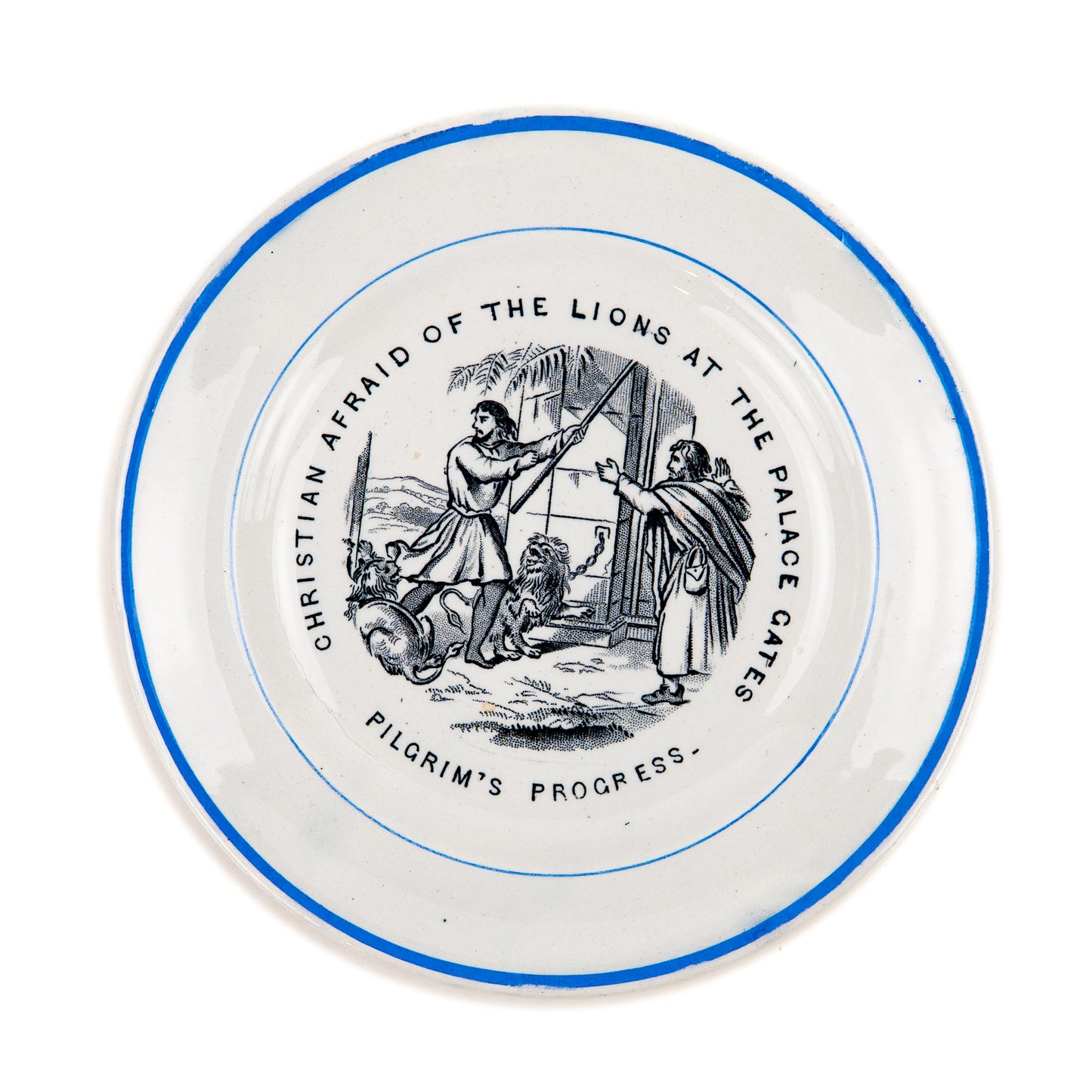 1881 JOHN BUNYAN. Suite of Six Children's Transfer Ware Plates for Teaching the Young.