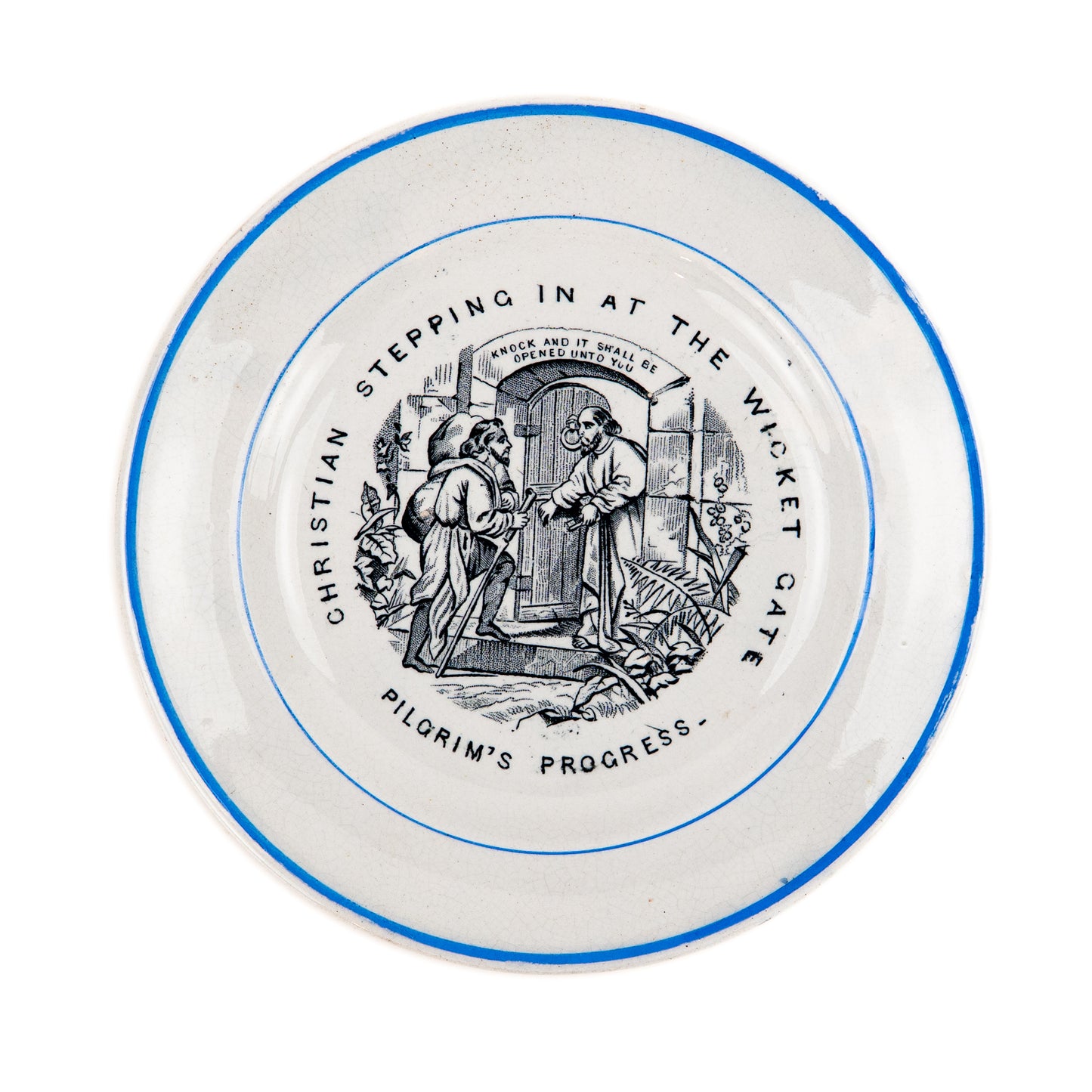 1881 JOHN BUNYAN. Suite of Six Children's Transfer Ware Plates for Teaching the Young.