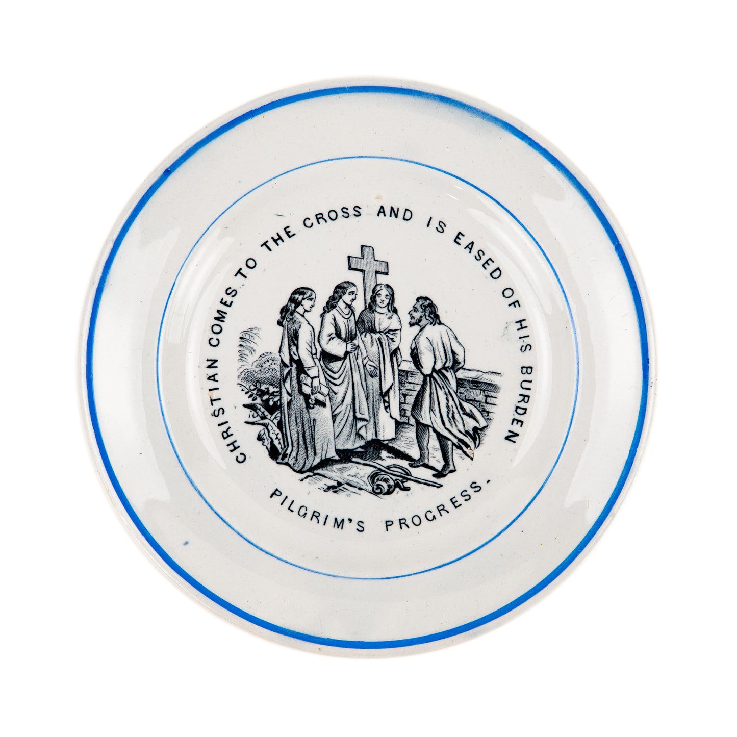 1881 JOHN BUNYAN. Suite of Six Children's Transfer Ware Plates for Teaching the Young.