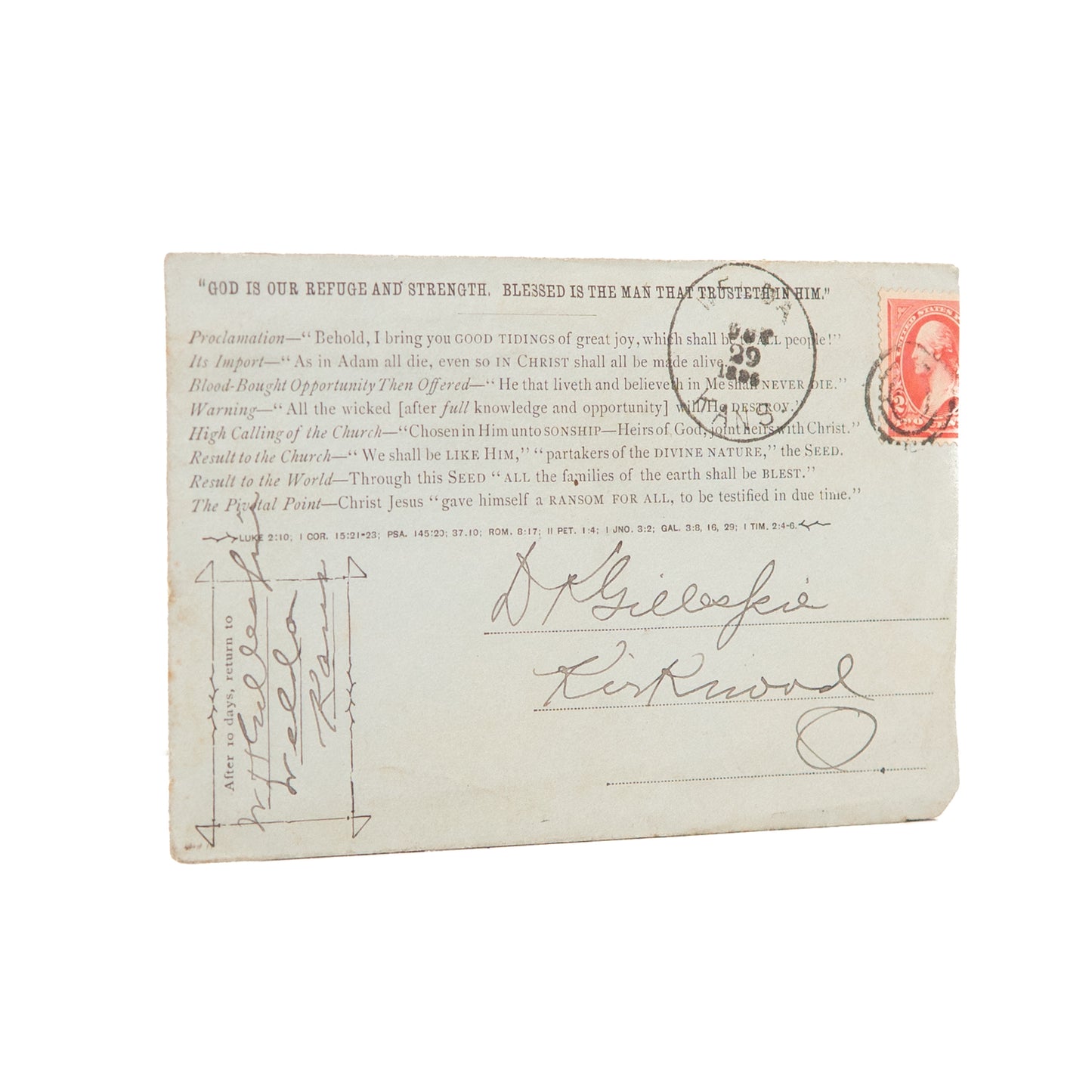 1896 MILLENNIAL DAWN. Rare Advertising Envelope for Millennial Dawn - Watch Tower.