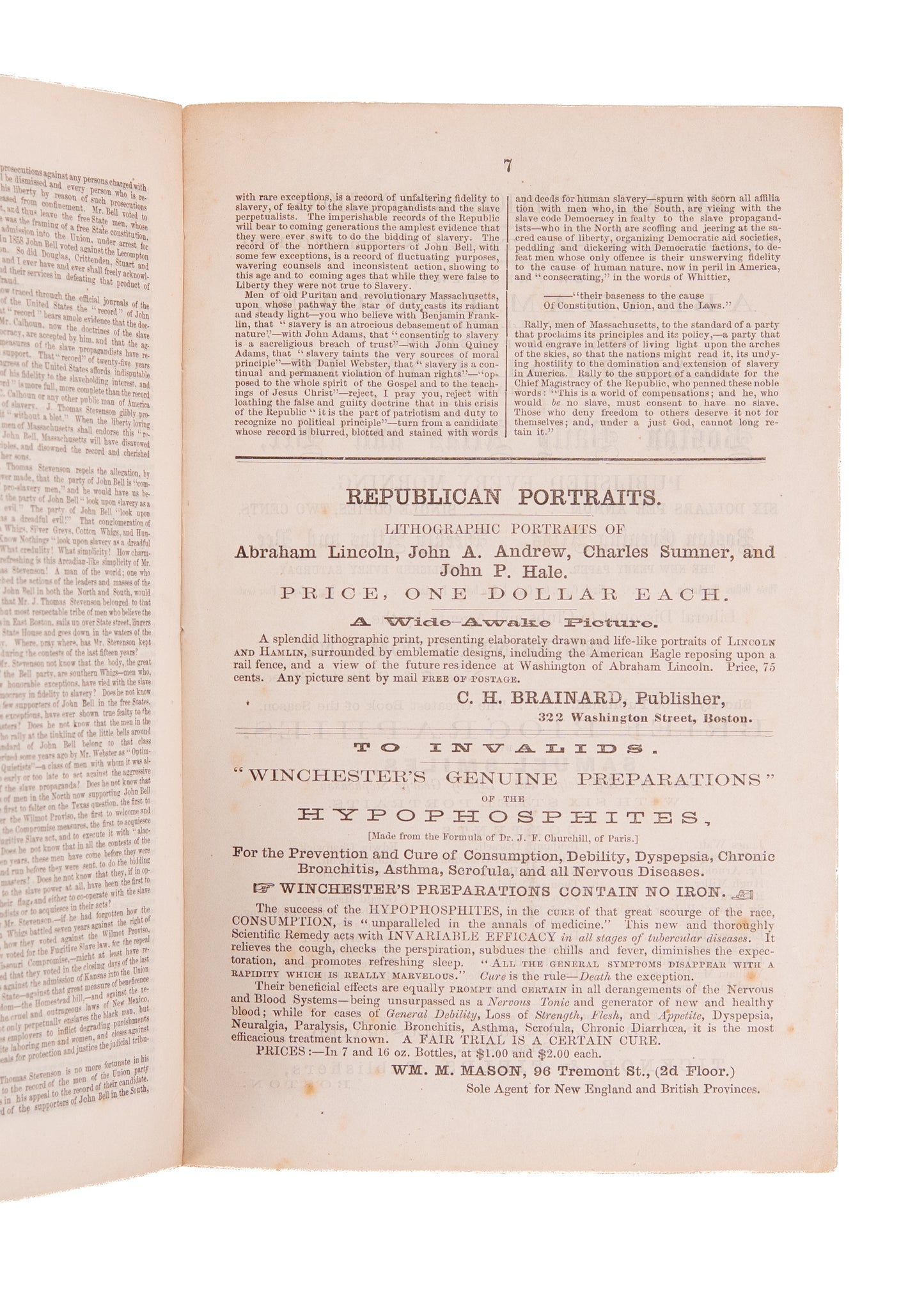1860 ABRAHAM LINCOLN. Wilson Argues Abolition of Slavery is "the" Moral Issue of Abraham Lincoln Election.
