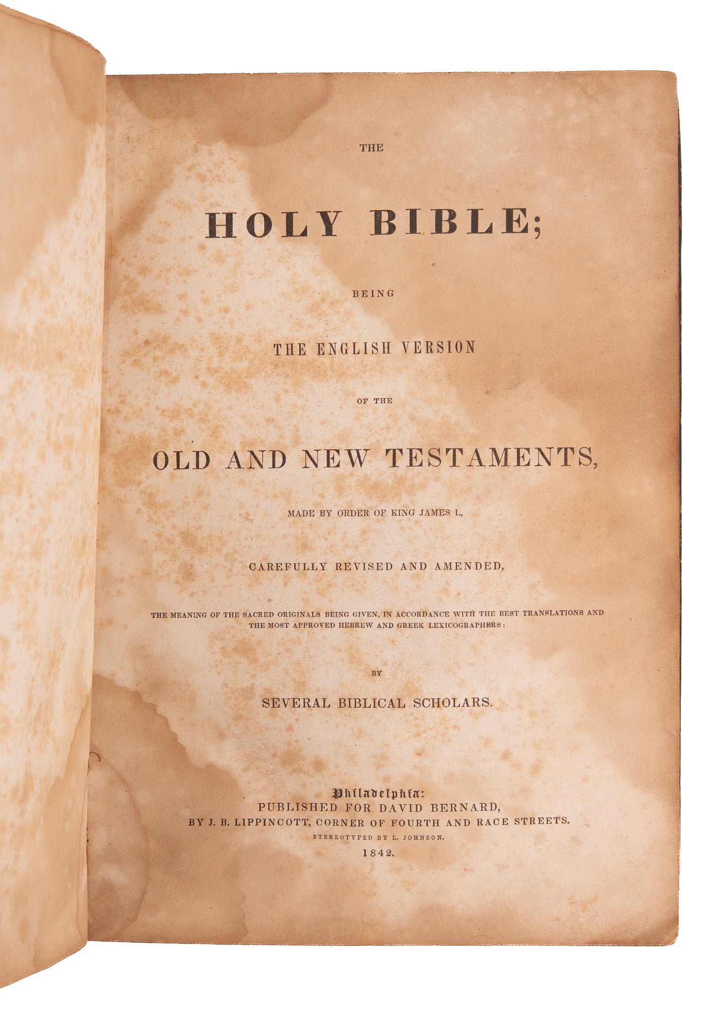 1842 BERNARD BAPTIST BIBLE. The Baptist Translation the Led to the Formation of the American Bible Union.