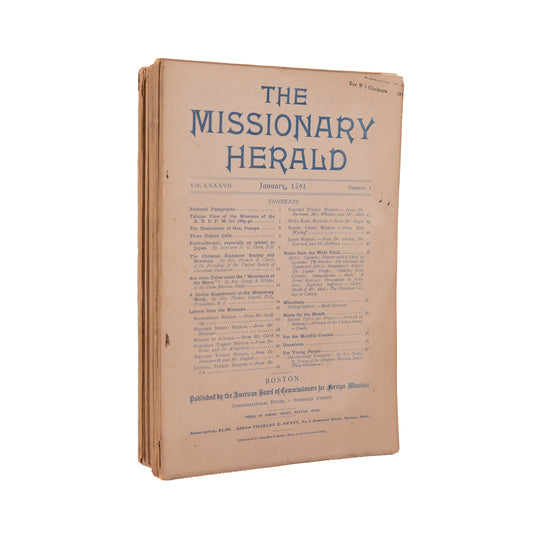 1891 THE MISSIONARY HERALD. Complete Year Hawaii, China, Religious Revivals, Islamic Missions, &c.