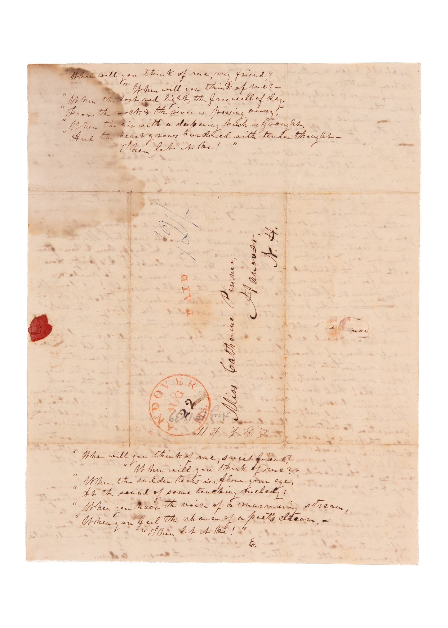 1839 WOMEN'S PLIGHT. Andover Seminary Student on Right to Independent Thought and Education.