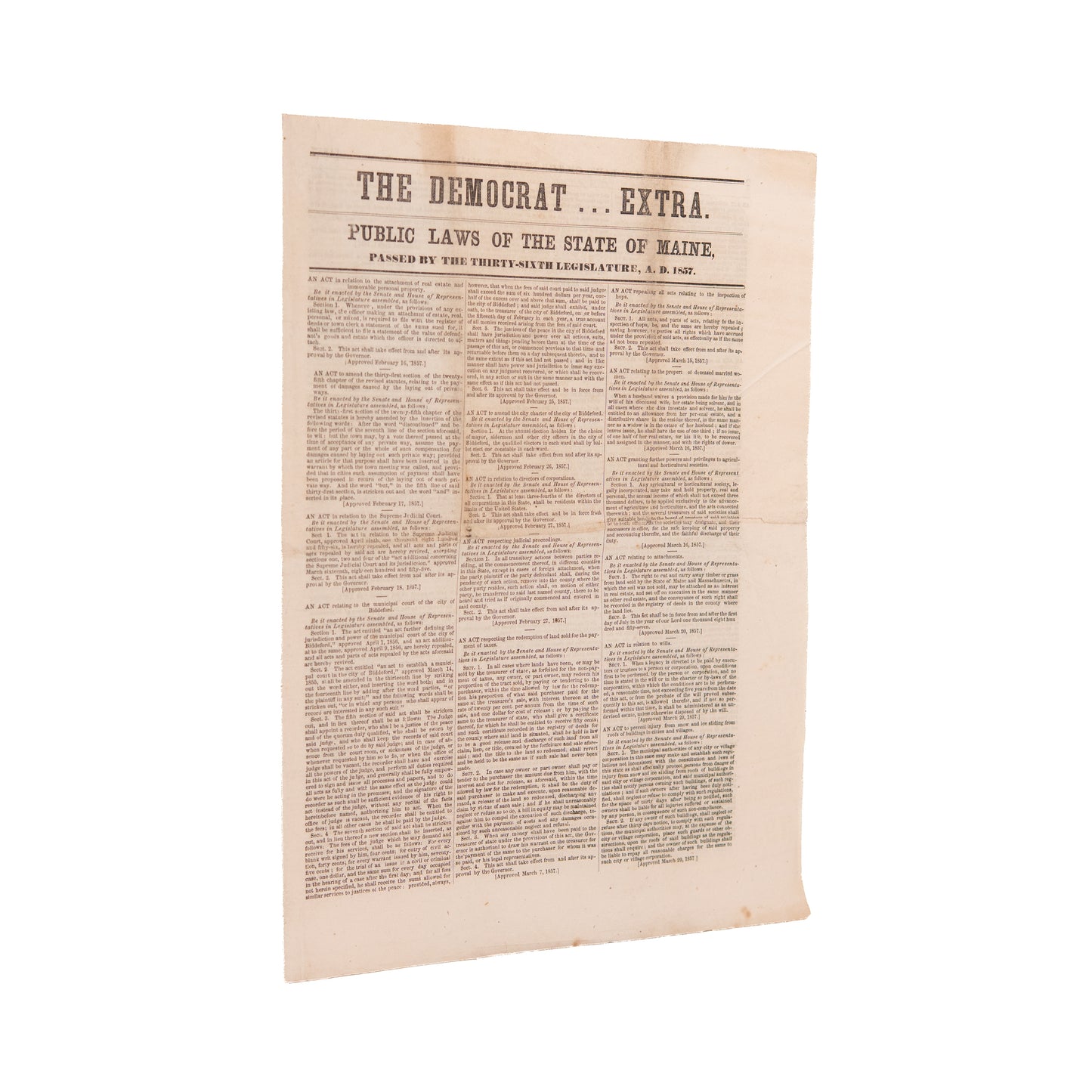 1857 DRED SCOTT. State of Maine Defies Supreme Court and Grants Freedom All Slaves. Rare.