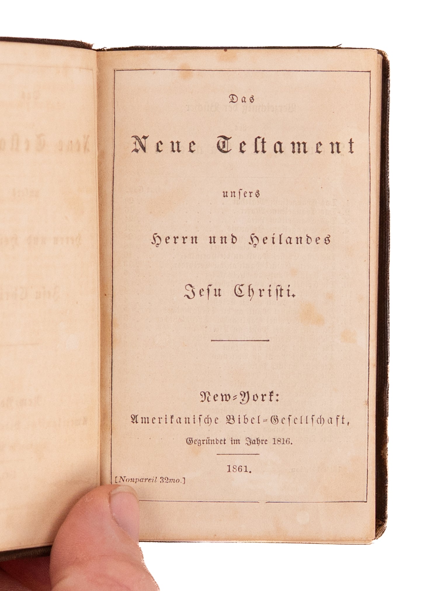1861 CIVIL WAR - GERMAN. Rare German New Testament Issued for German Speaking Union Soldiers.