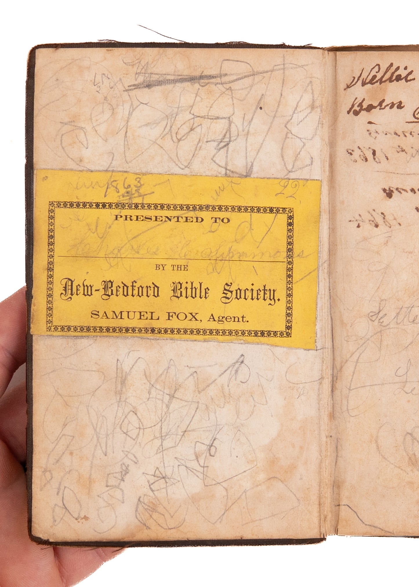 1863 CIVIL WAR NEW TESTAMENT. New-Bedford Bible Society Presented to New Father. He Died Months Later.