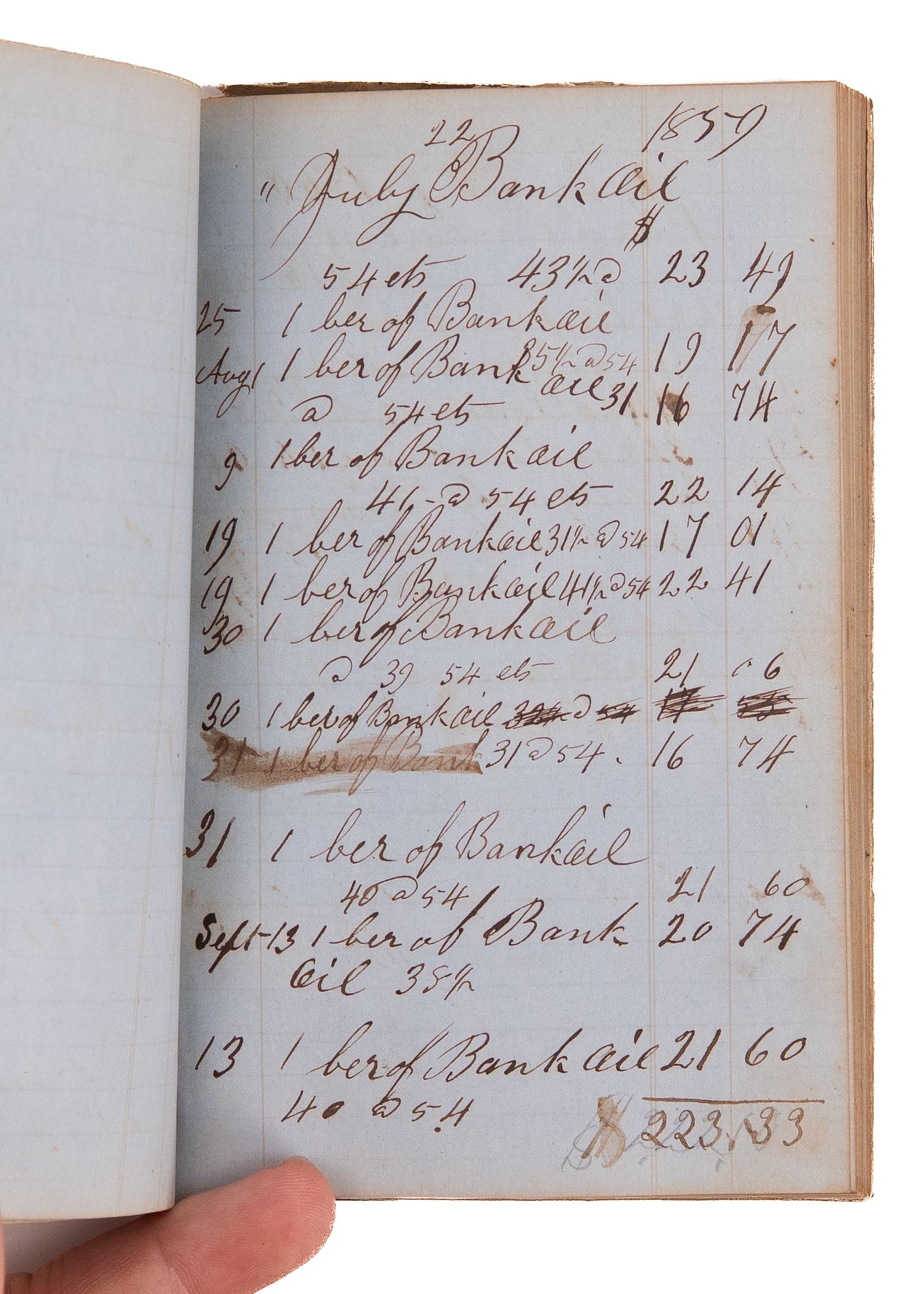1859-1860 WHALING & BLUBBER OIL SALES. Blubber and Oil Dealer's Diary Just Prior to Petroleum Boom.