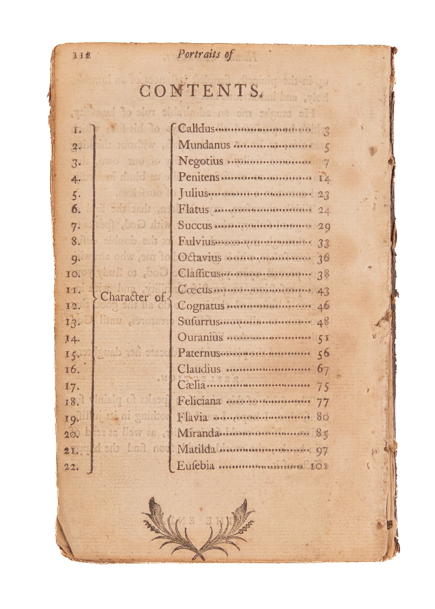 1790 DAVID SIMPSON. Portraits of Human Characters - Early Work on Personality Types and Sin.