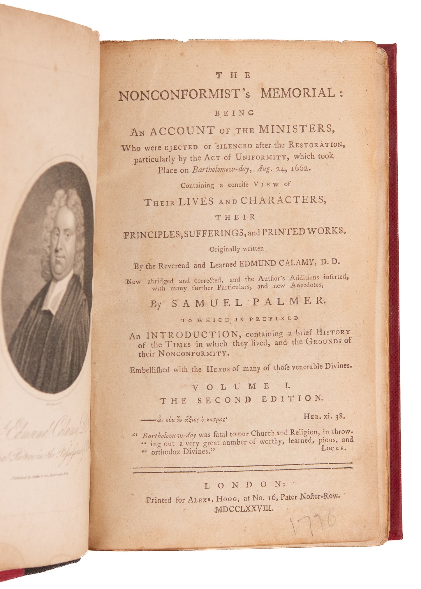 1778 PURITANS & GREAT EJECTION. Early Edition of Palmer's History with Excellent Engravings.