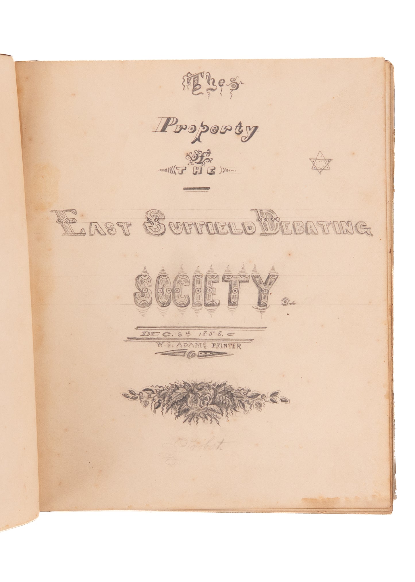 1858-1861 EAST SUFFIELD DEBATE SOCIETY. Young Men Debate Slavery, Secession, and Then Join the Civil War.
