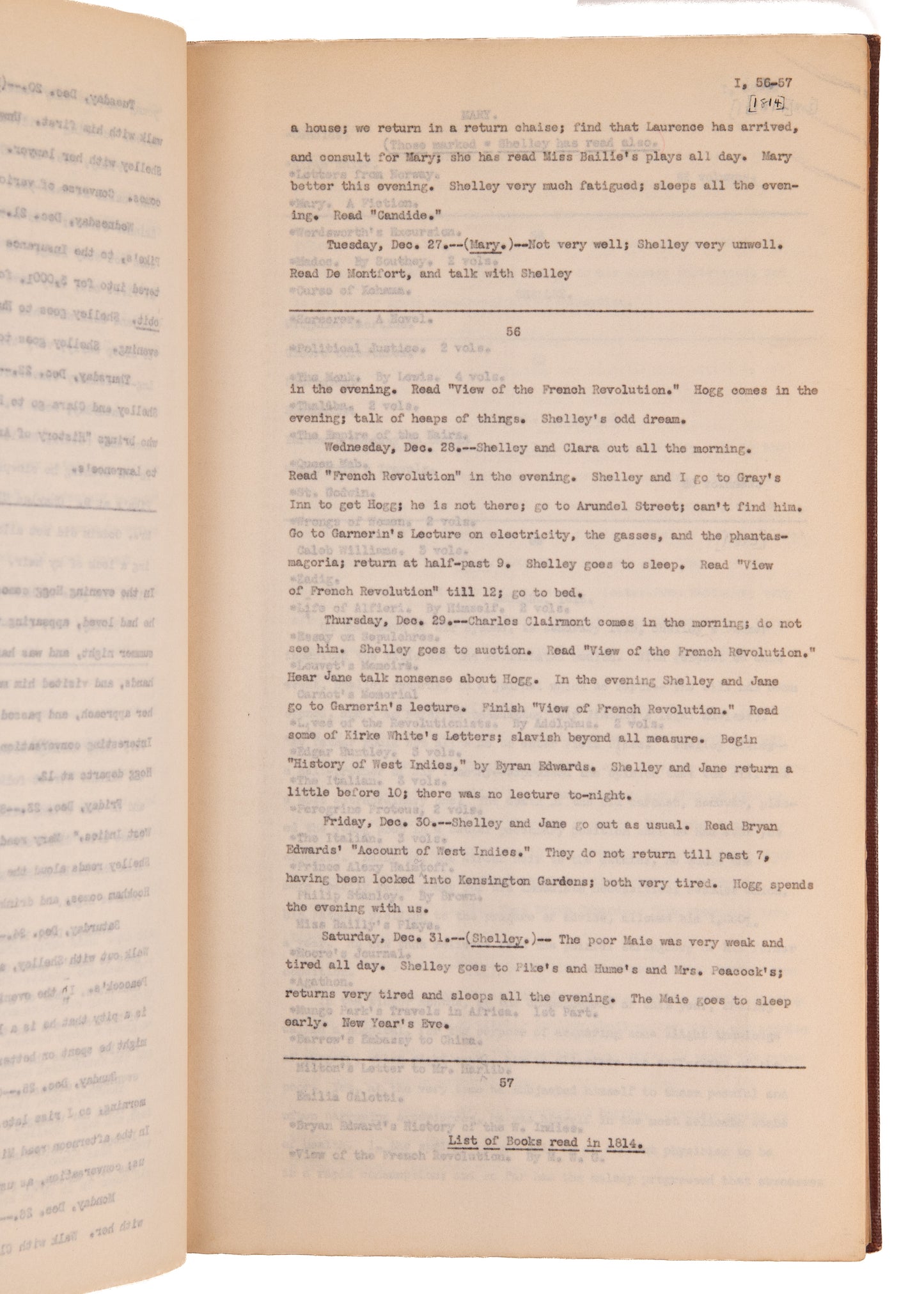 1882 MARY SHELLEY & PERCY SHELLEY. A Unique Typescript of the Dowden-Wise MSs - Frankenstein, Lord Byron, & More.