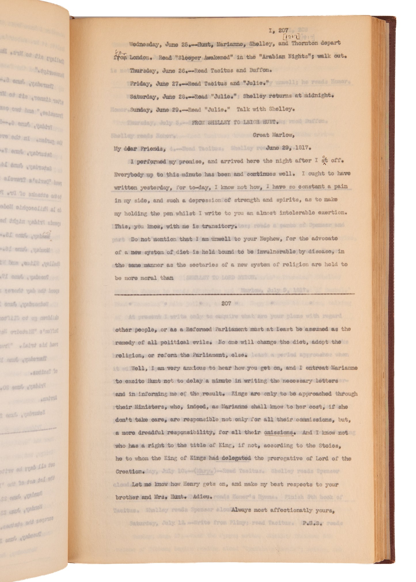 1882 MARY SHELLEY & PERCY SHELLEY. A Unique Typescript of the Dowden-Wise MSs - Frankenstein, Lord Byron, & More.
