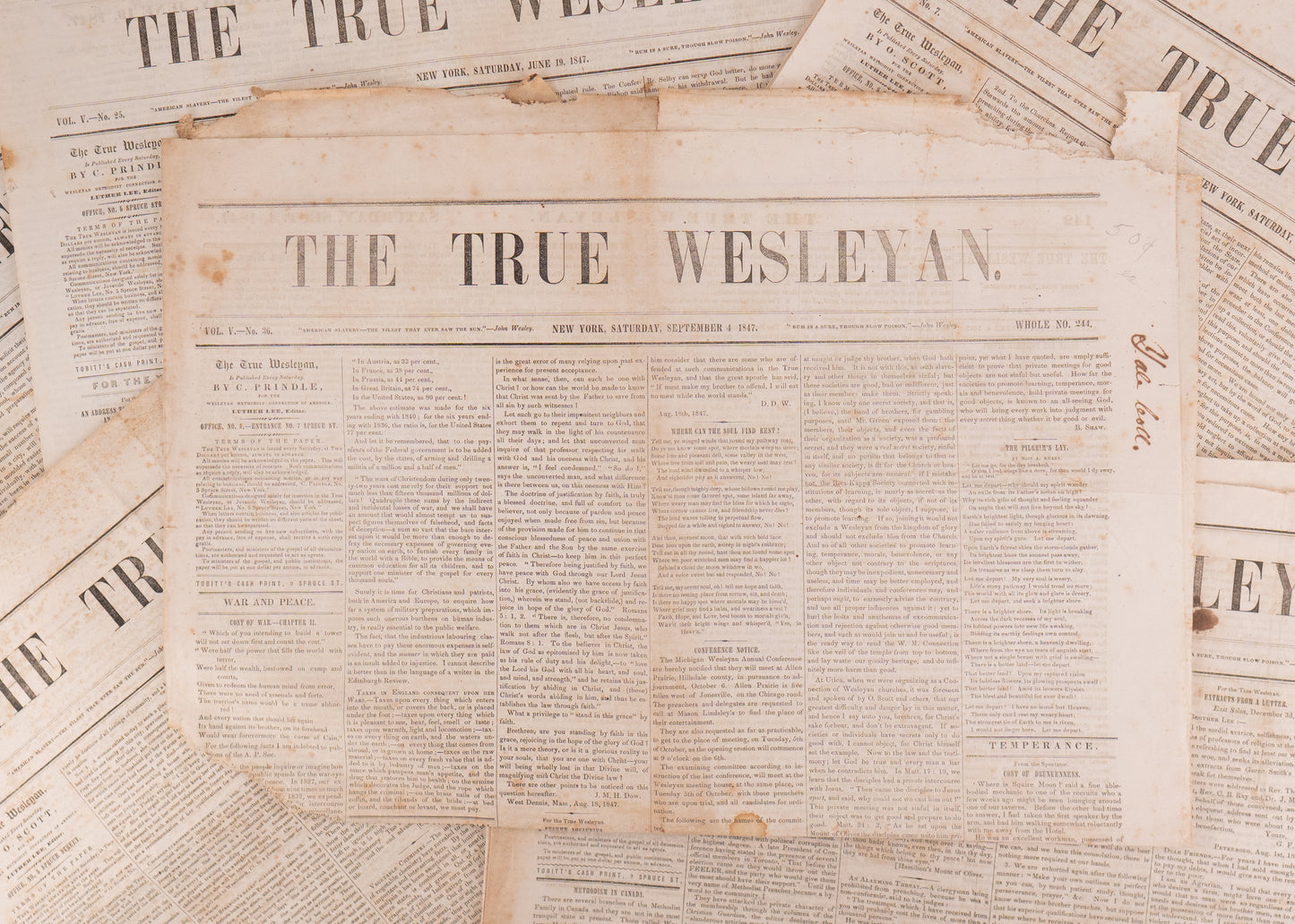 1846-47 THE TRUE WESLEYAN. Radical Methodist Abolitionist Paper - Fugitive Slave First-Hand Testimony &c.