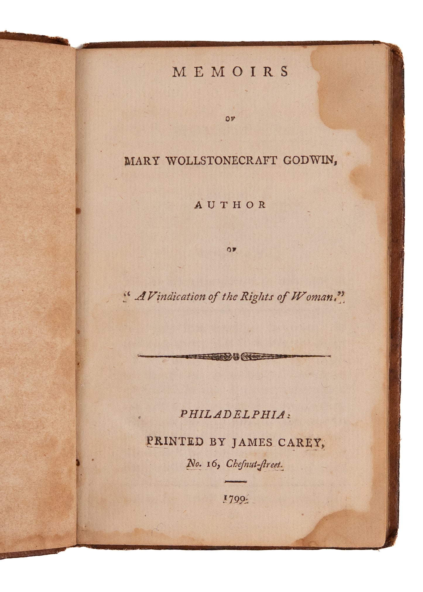 1799 MARY WOLLSTONECRAFT GODWIN. Memoirs of "Vindication of the Rights of Woman" Author & Frankenstein's Mother.