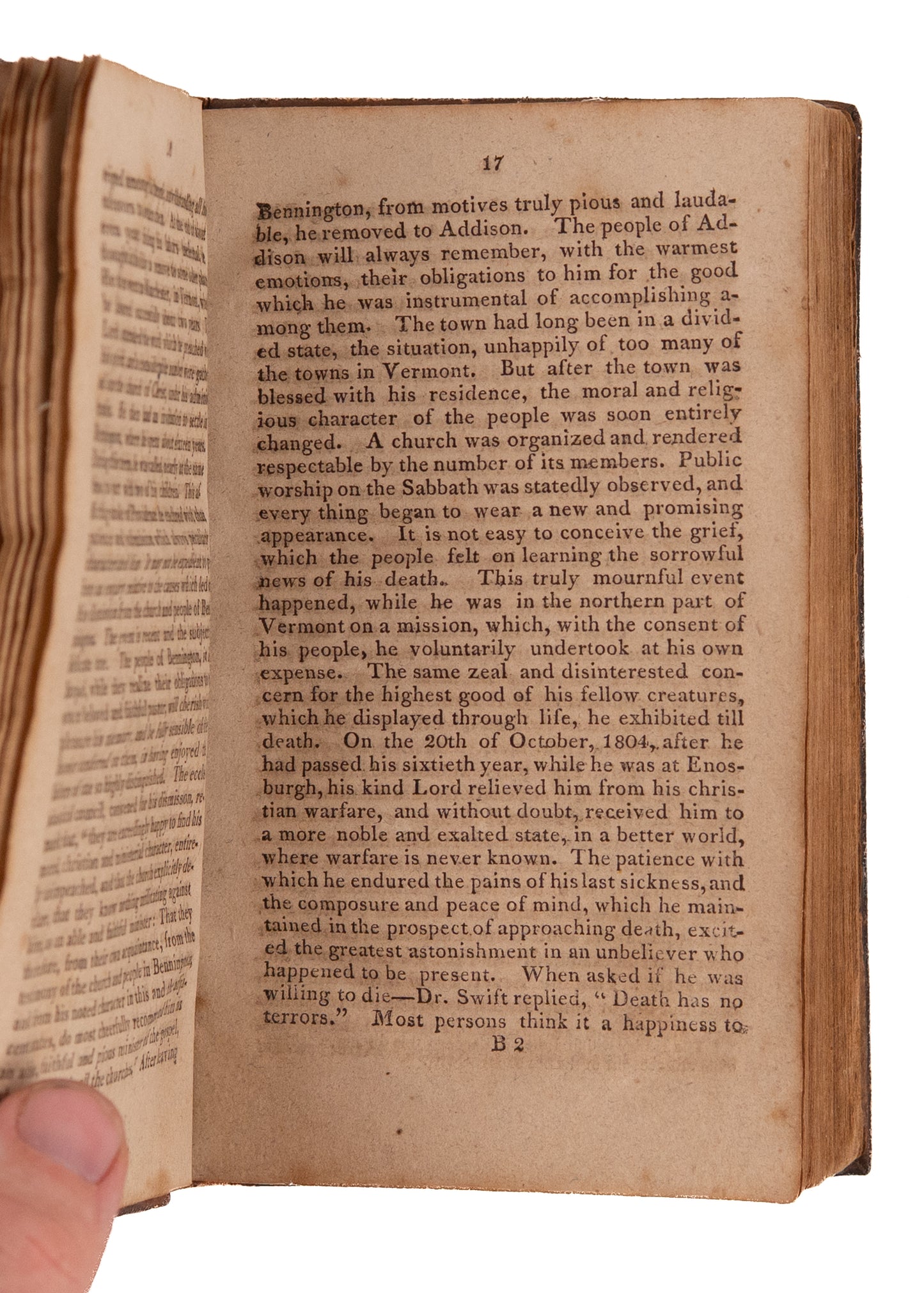 1805 LEMUEL HAYNES. Rare Imprint of Lemuel Haynes Sermon at Death of Mentor, Job Swift.