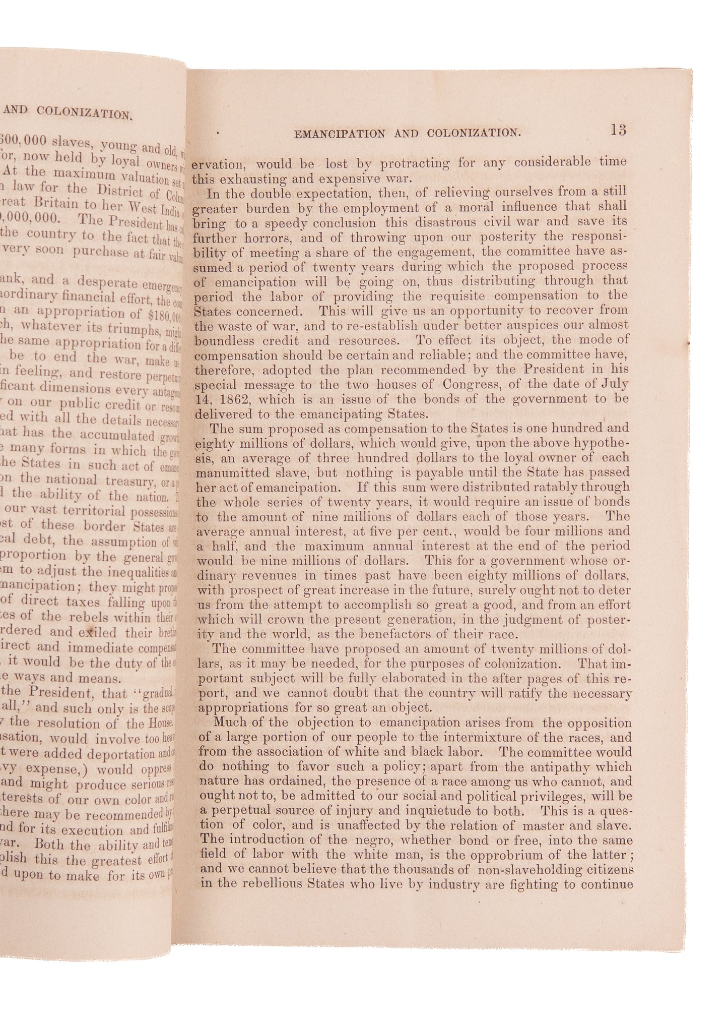 1862 REPORT ON EMANCIPATION. Abraham Lincoln Attempts to Push Colonization - Gets Rebuked by Frederick Douglass.