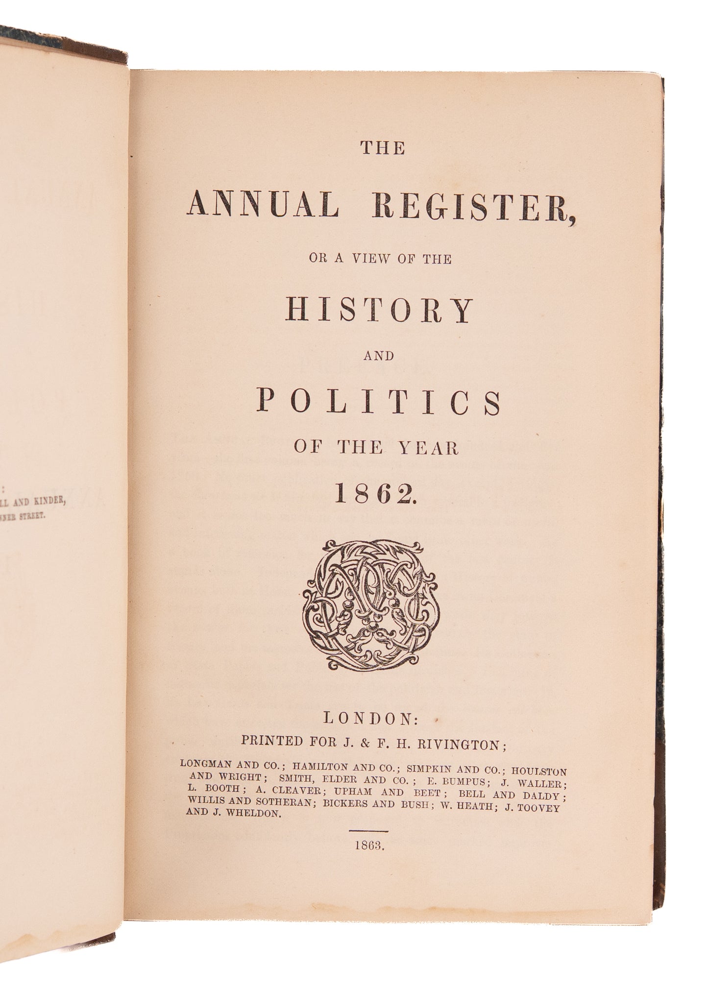 1862 ANNUAL REGISTER. British Reception of Abraham Lincoln's Emancipation Proclamation, Civil War.