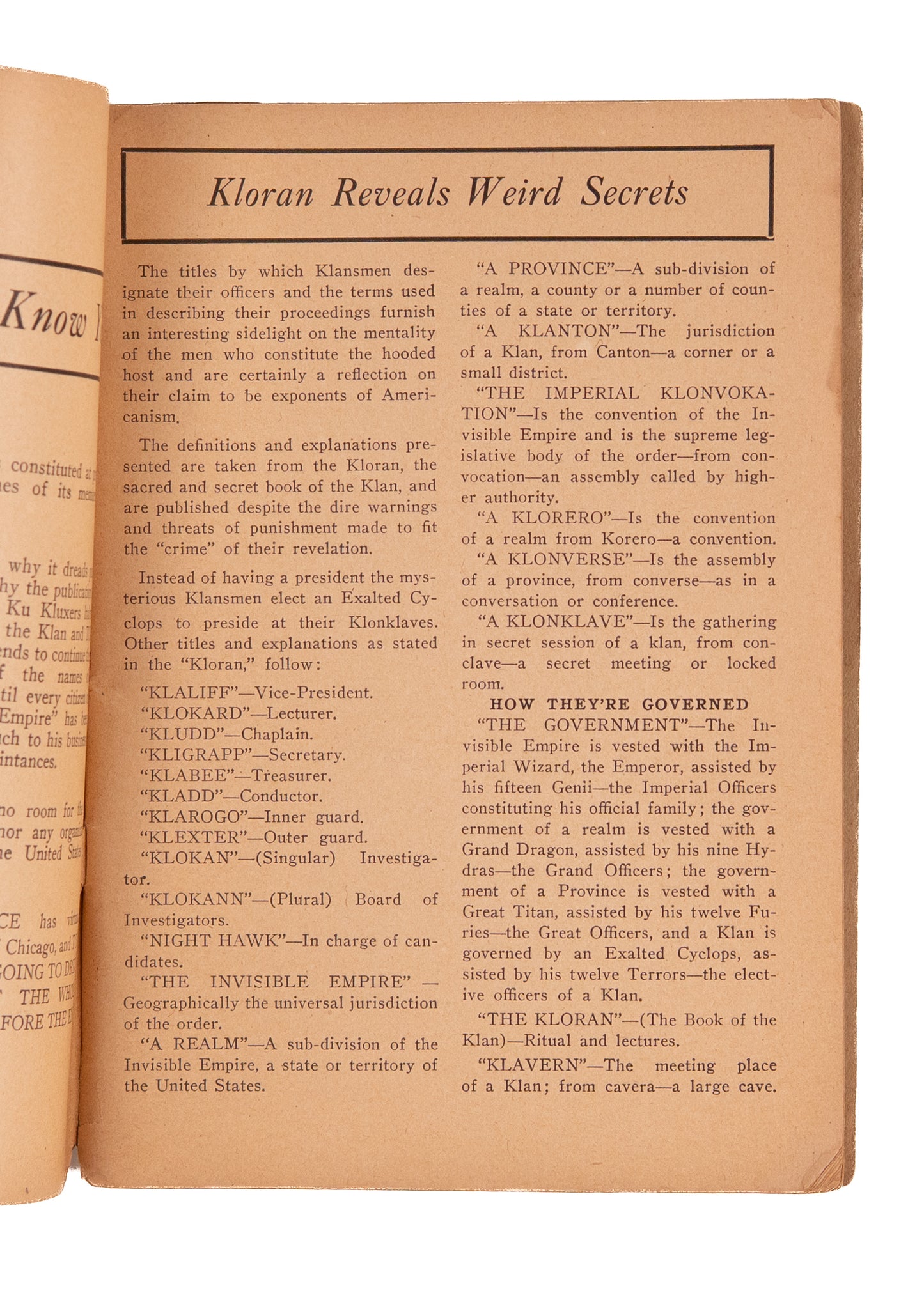 1923 KU KLUX KLAN. Is Your Neighbor a Kluxer? The Document that Destroyed the Klan in Chicago.