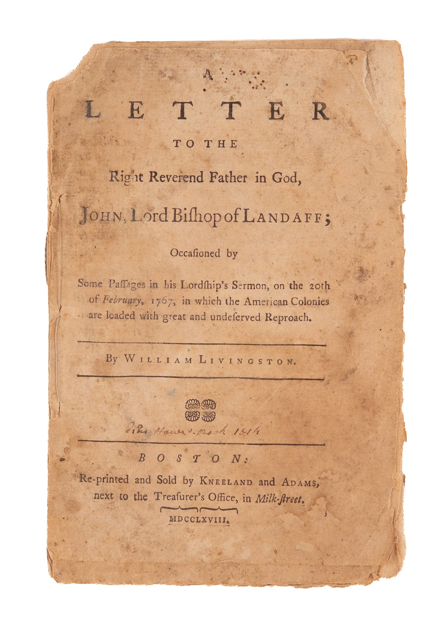 1768 AMERICAN REVOLUTION. Religious Liberty, Spiritual Taxation and the American Revolution.