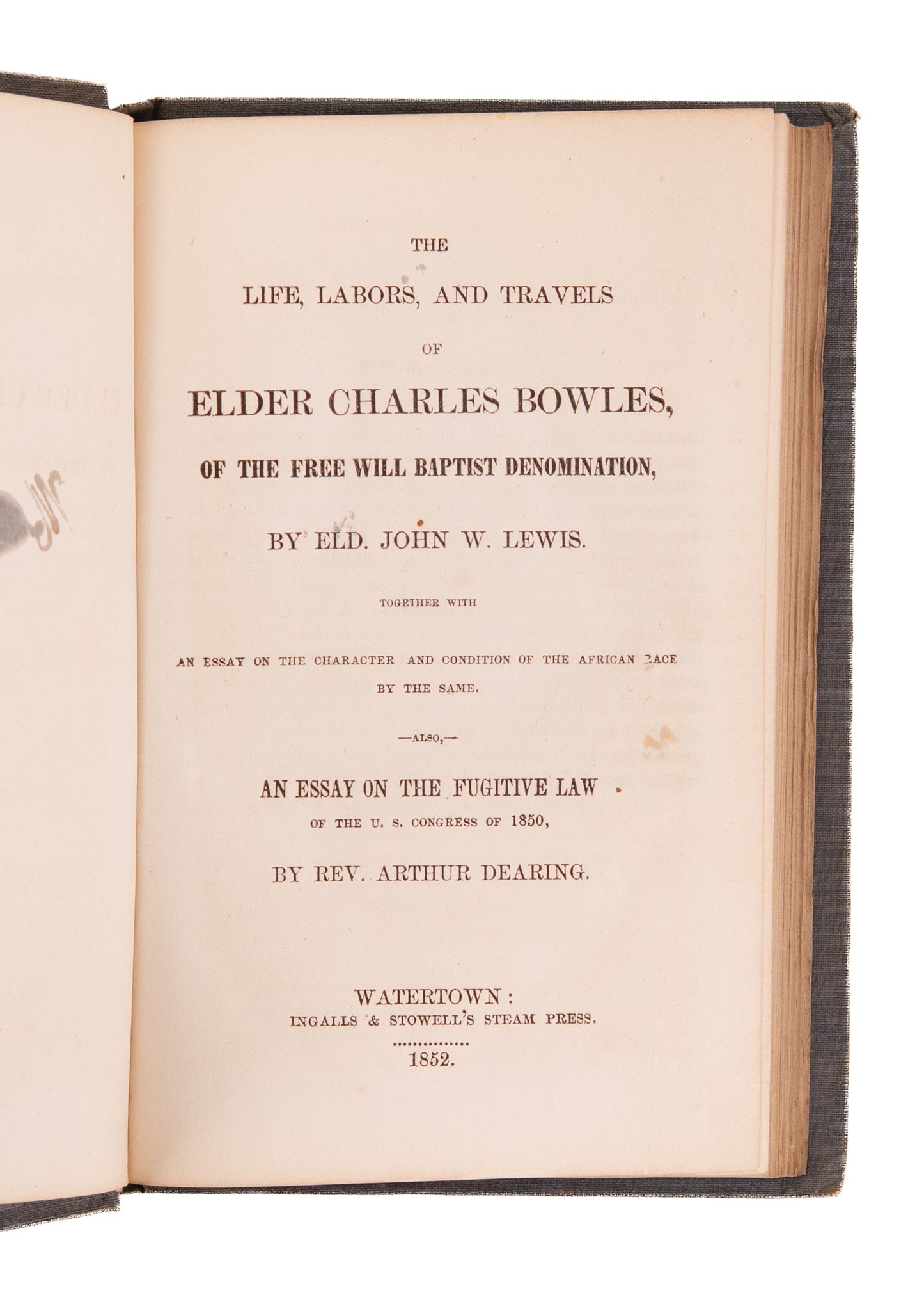 1852 EARLY BLACK BAPTIST MEMOIR. American Revolutionary Soldier, Baptist Preacher, and Abolitionist.