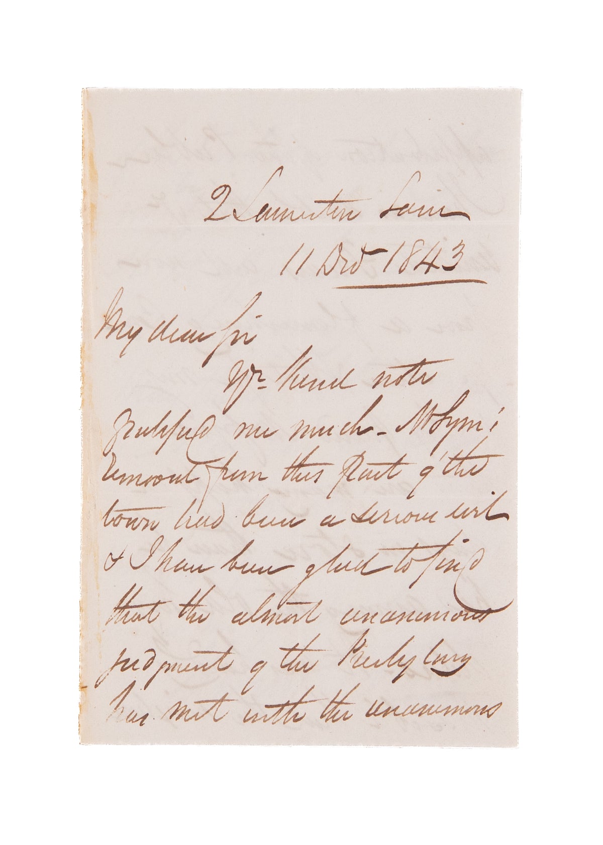 1843 THOMAS GUTHRIE. Rare Letter from Formation Free Church of Scotland - Presbyterian Disruption.
