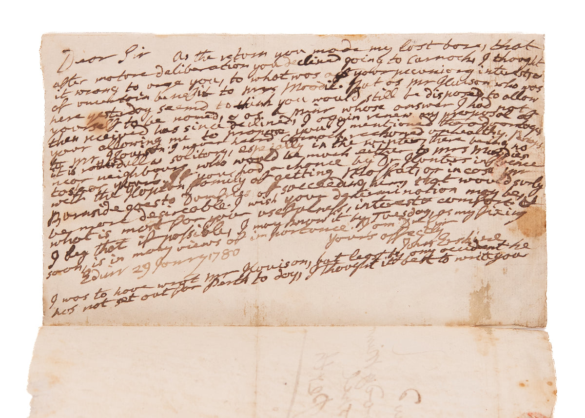 1780 JOHN ERSKINE. Erskine Attempts to Persuade a Young Evangelical Divine to Take Over His Former Parish.